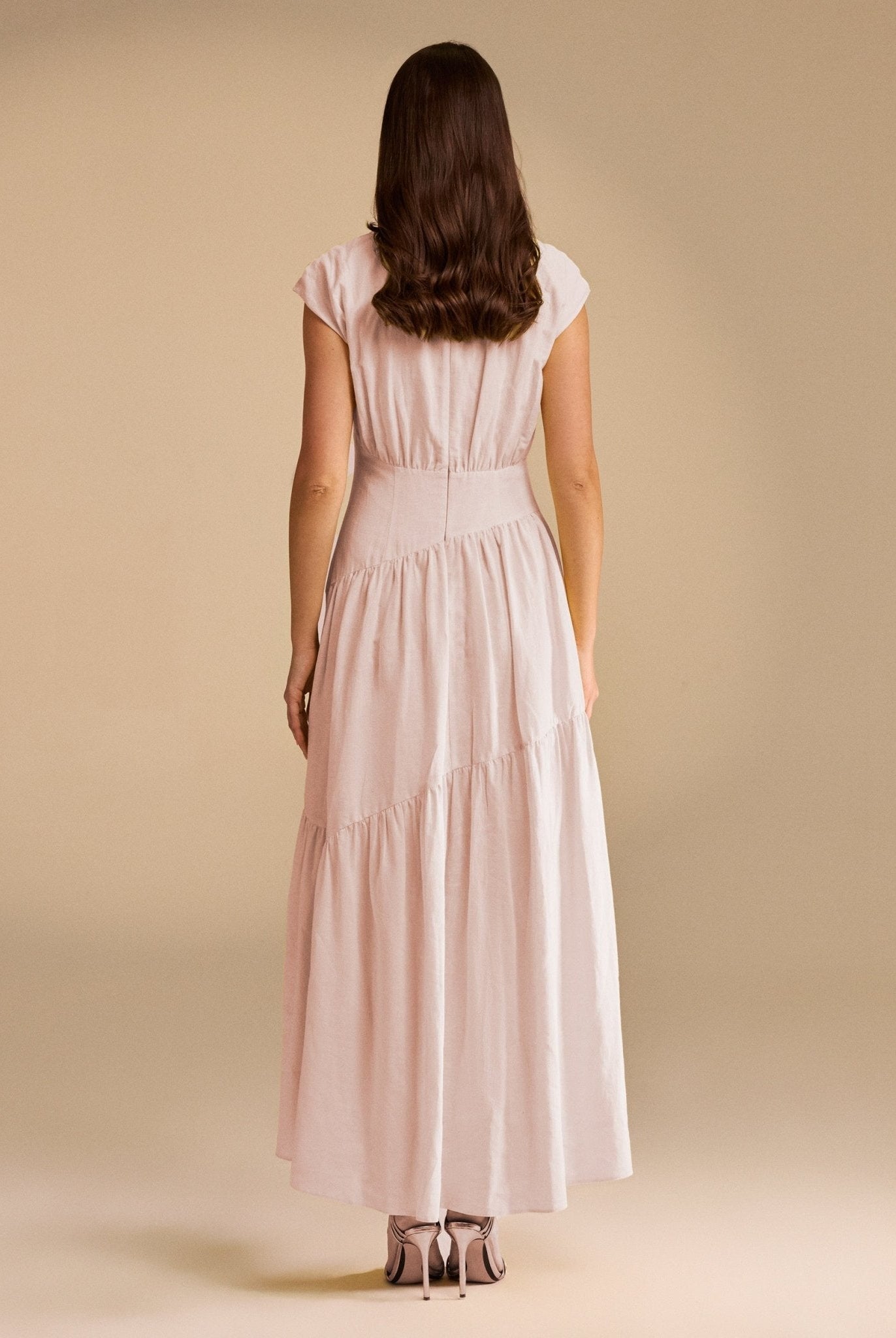 Gathered Waist A-Line Maxi Dress - shopaleena