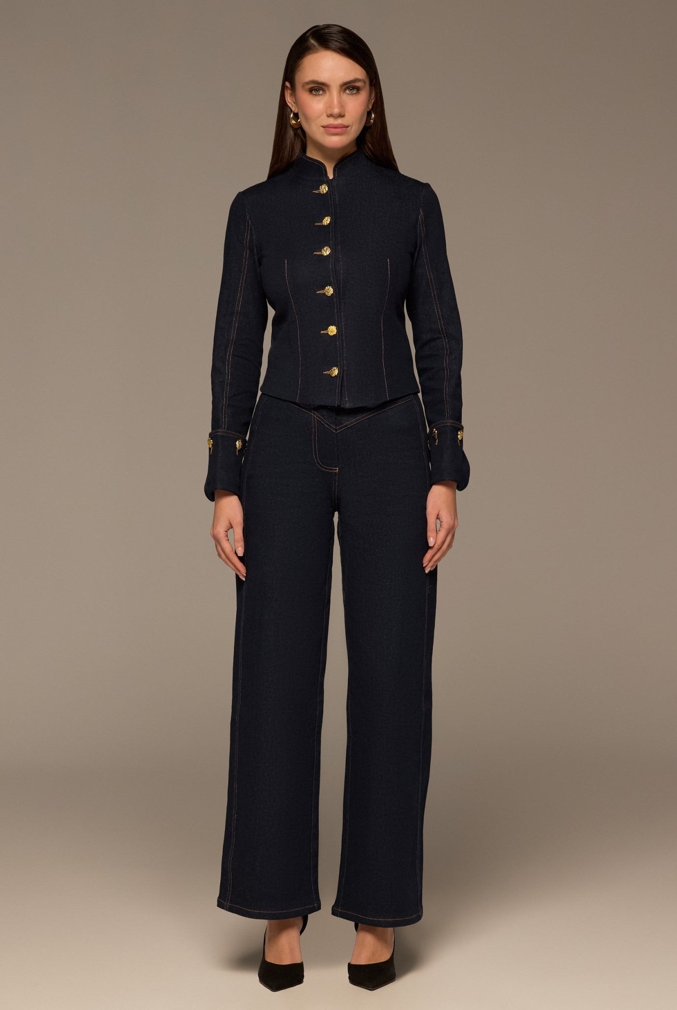 Gold Button Denim Jacket - shopaleena