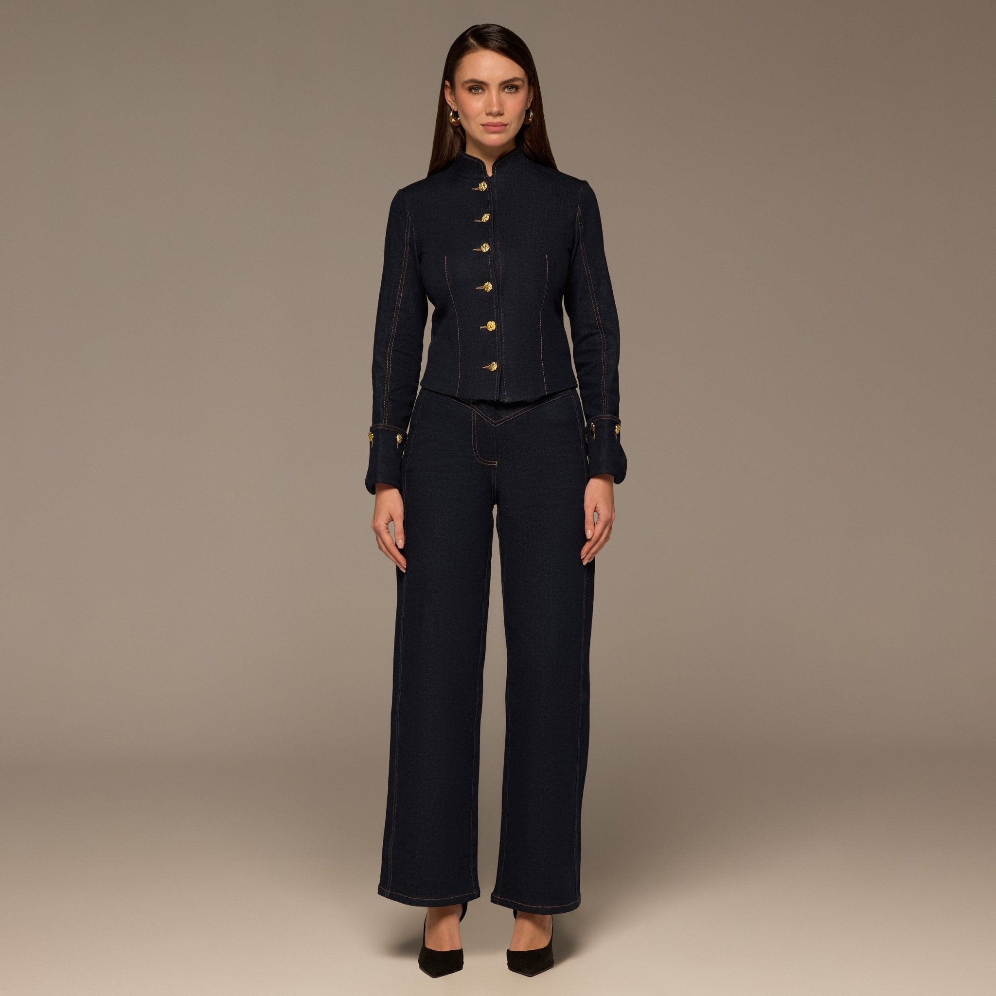 Gold Button Denim Jacket - shopaleena