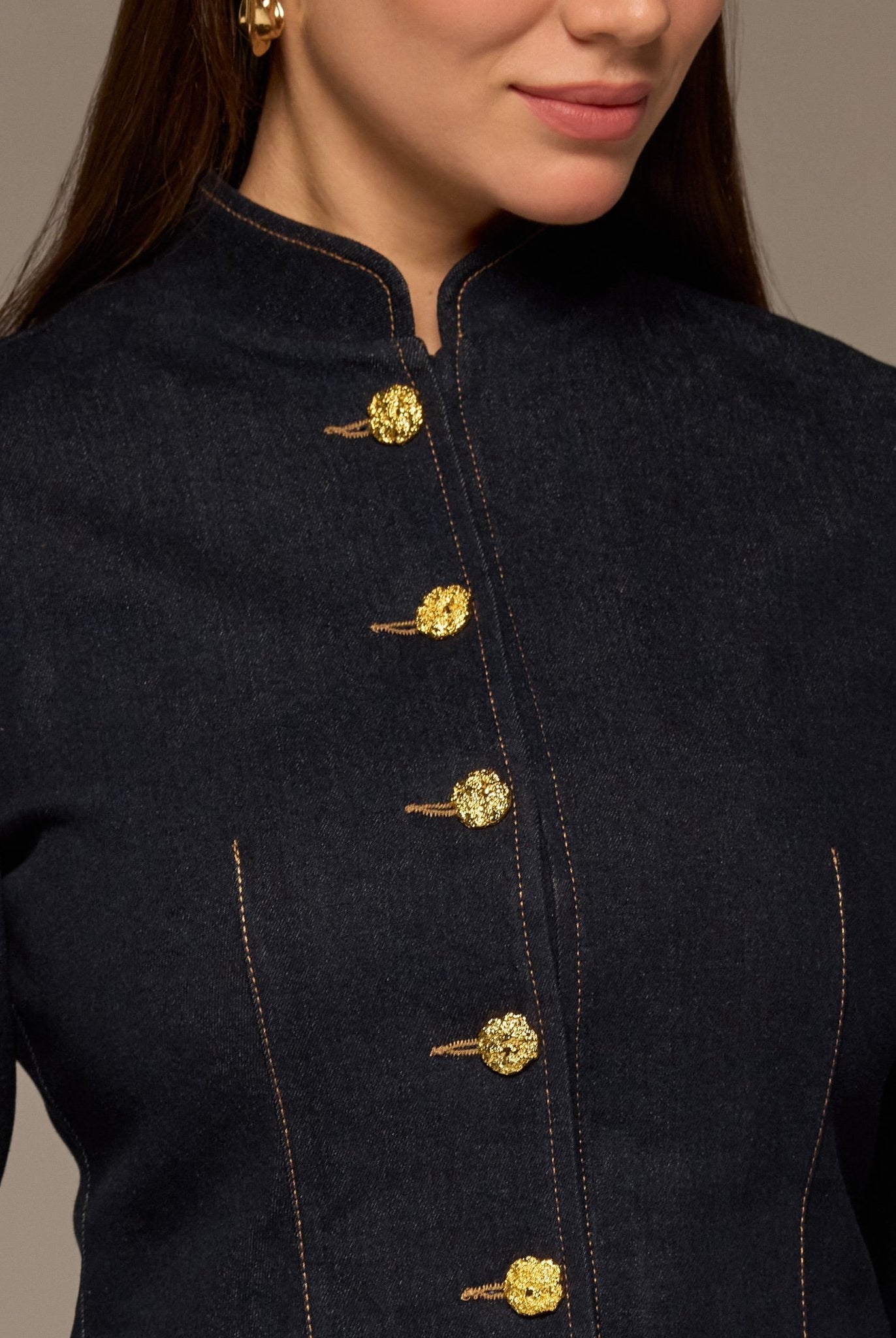 Gold Button Denim Jacket - shopaleena