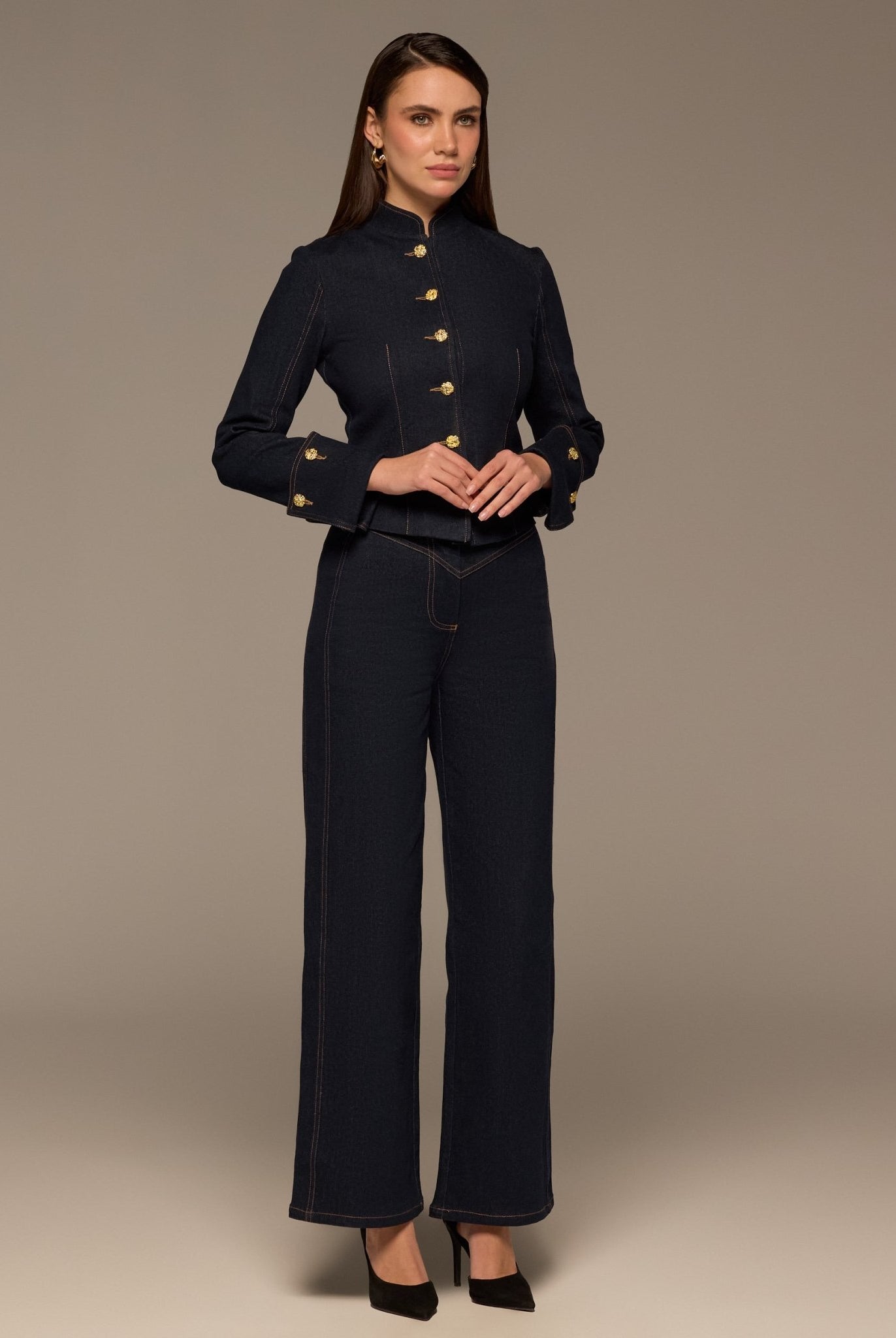 Gold Button Denim Jacket - shopaleena