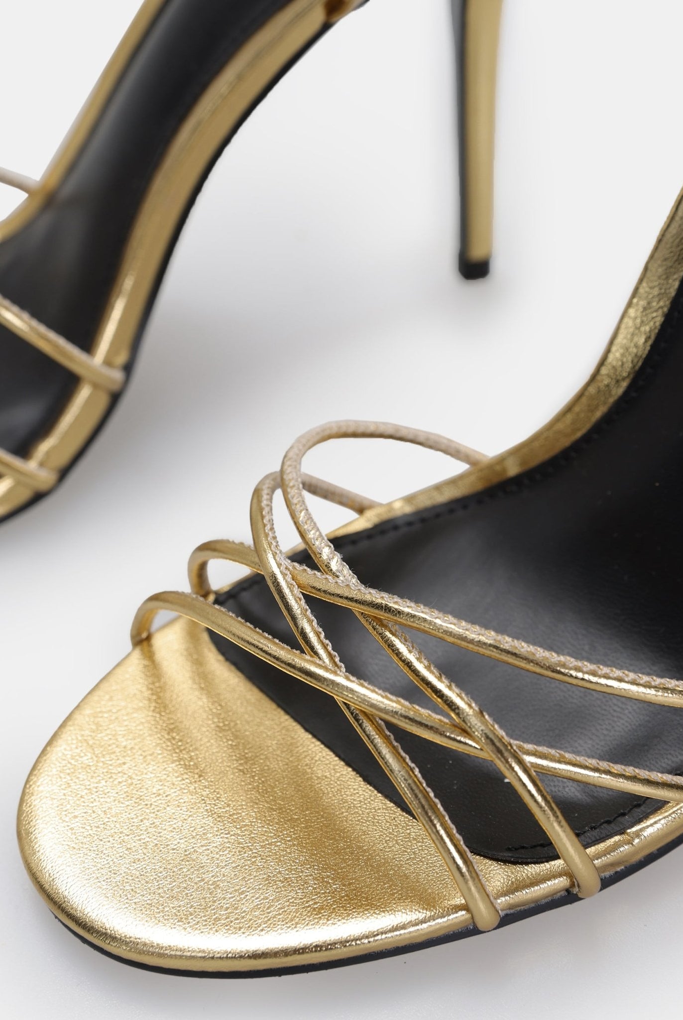 Gold Metallic Multi Strap High Heel Sandals - shopaleena