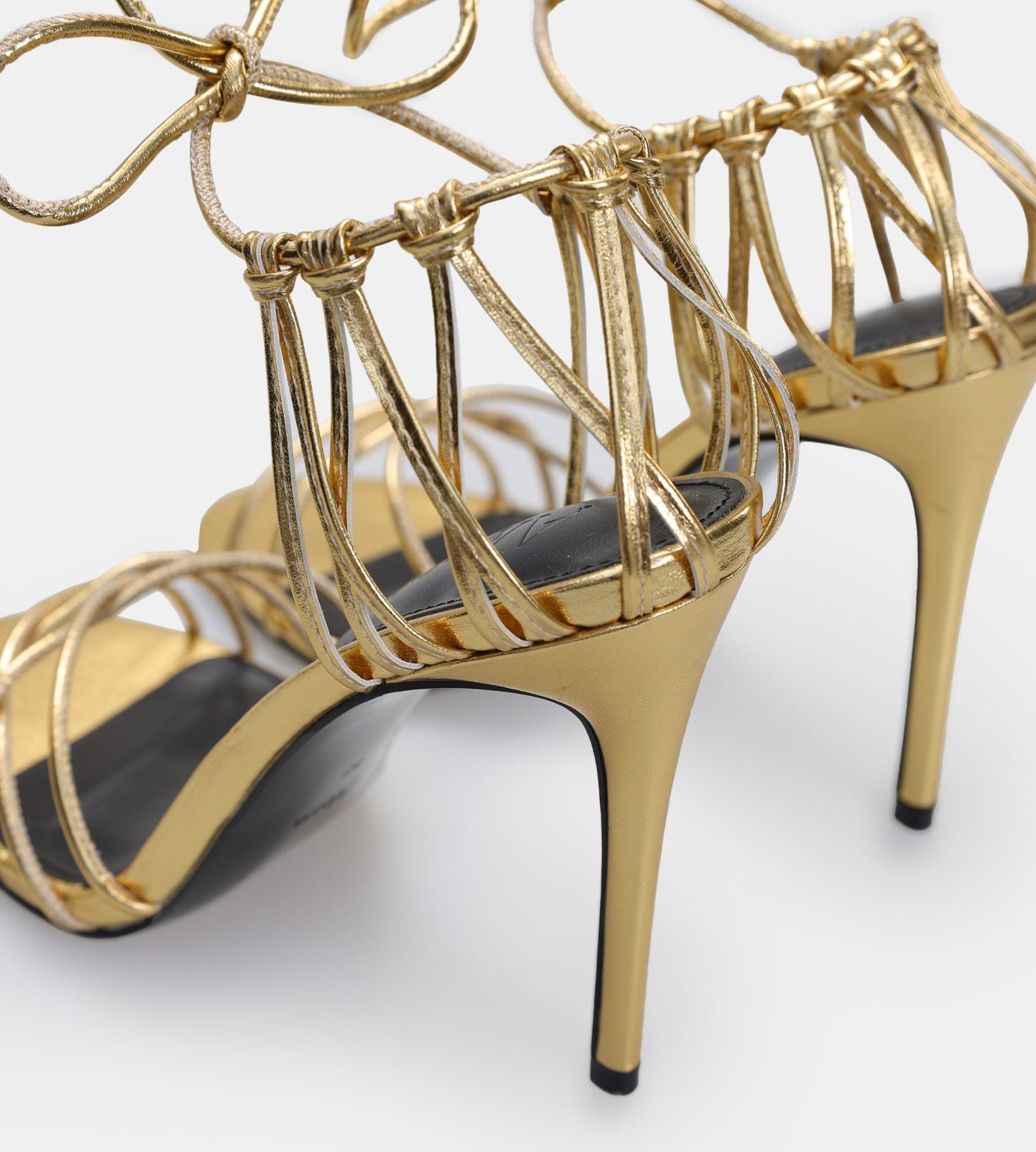 Gold Metallic Multi Strap High Heel Sandals - shopaleena