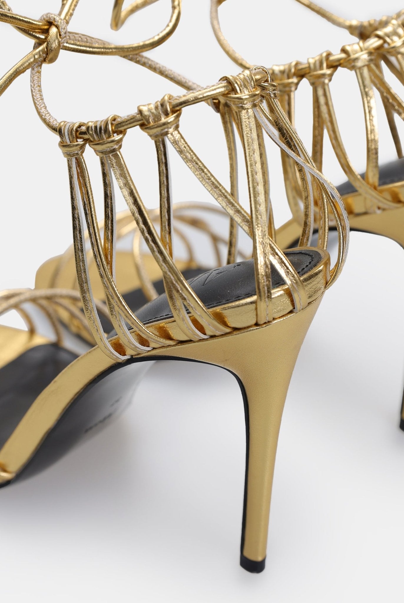 Gold Metallic Multi Strap High Heel Sandals - shopaleena
