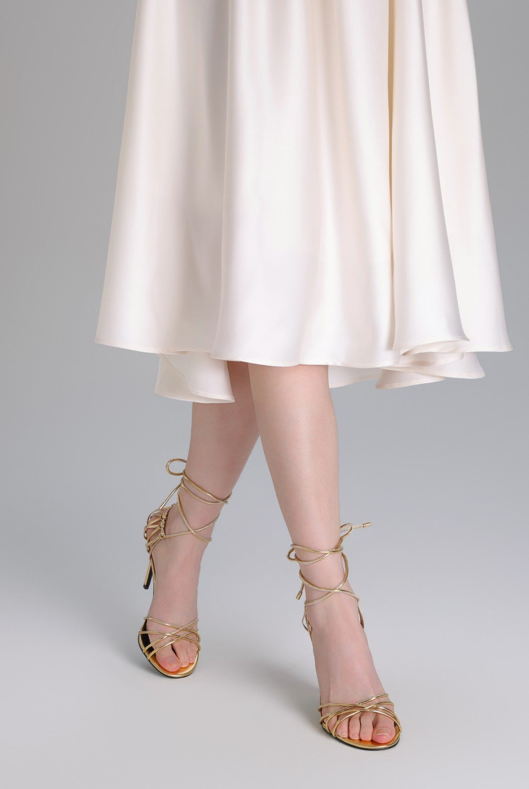 Gold Metallic Multi Strap High Heel Sandals - shopaleena