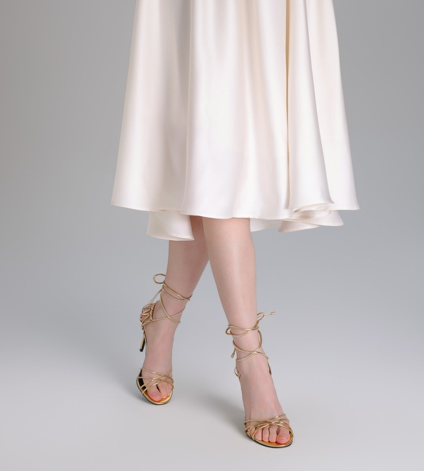 Gold Metallic Multi Strap High Heel Sandals - shopaleena