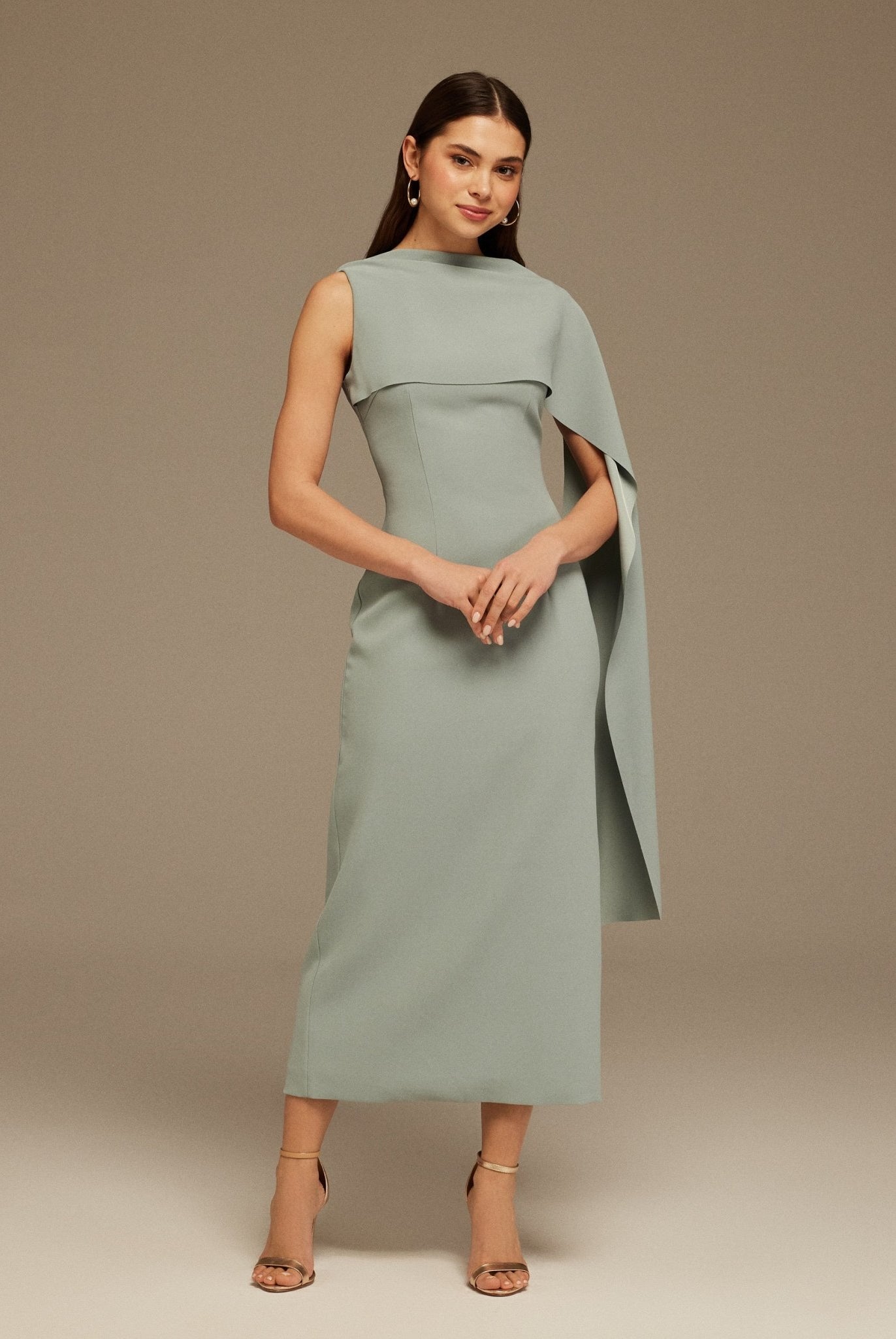 Grayish Blue Asymmetrical Back Draped Maxi Dress - shopaleena