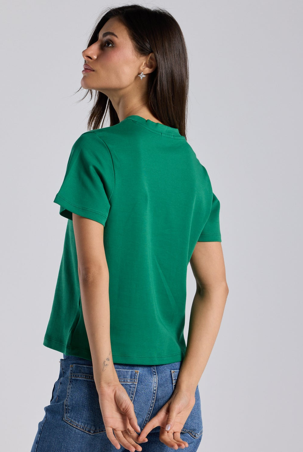 Green Embroidered Cotton T-shirt - shopaleena