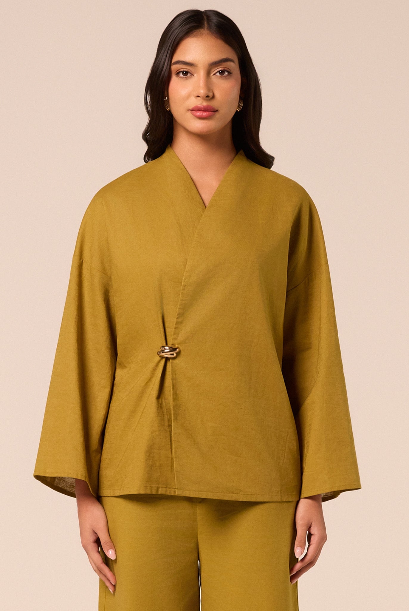 Green Long Sleeve Loose Fit Blouse - shopaleena