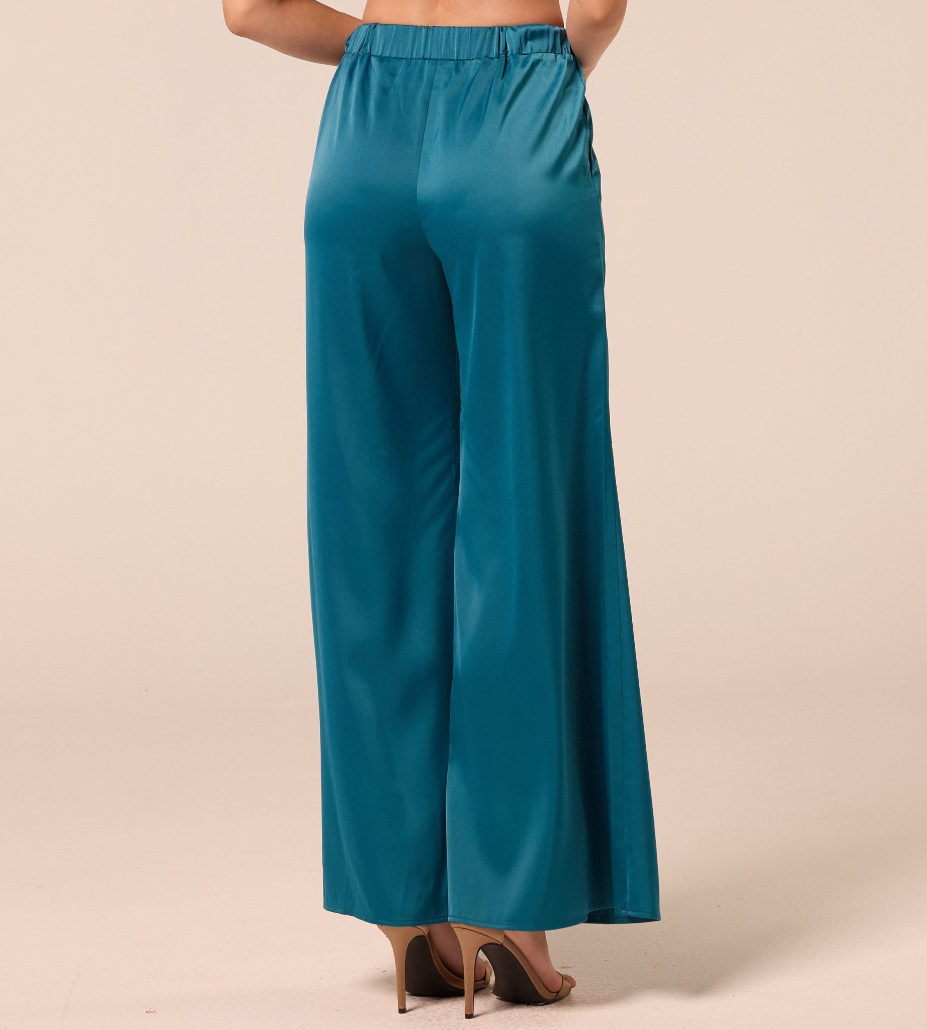 Green Satin Flare Pants - shopaleena