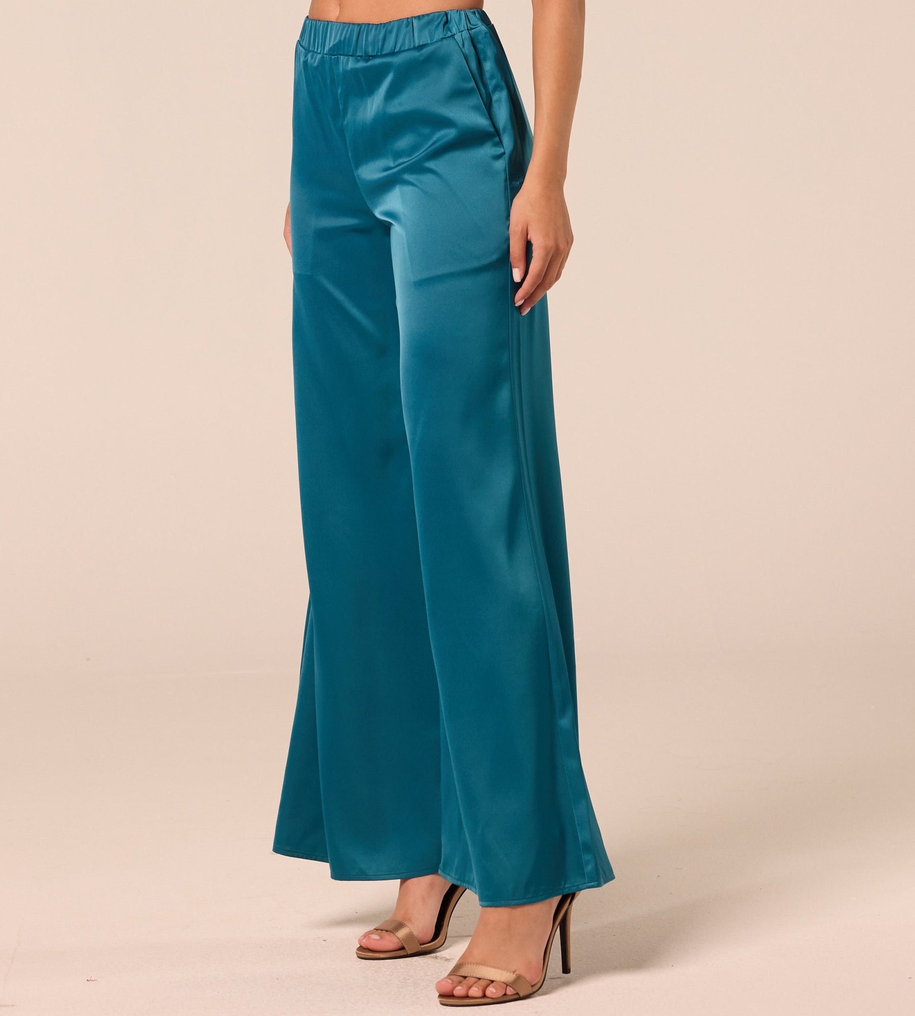 Green Satin Flare Pants - shopaleena