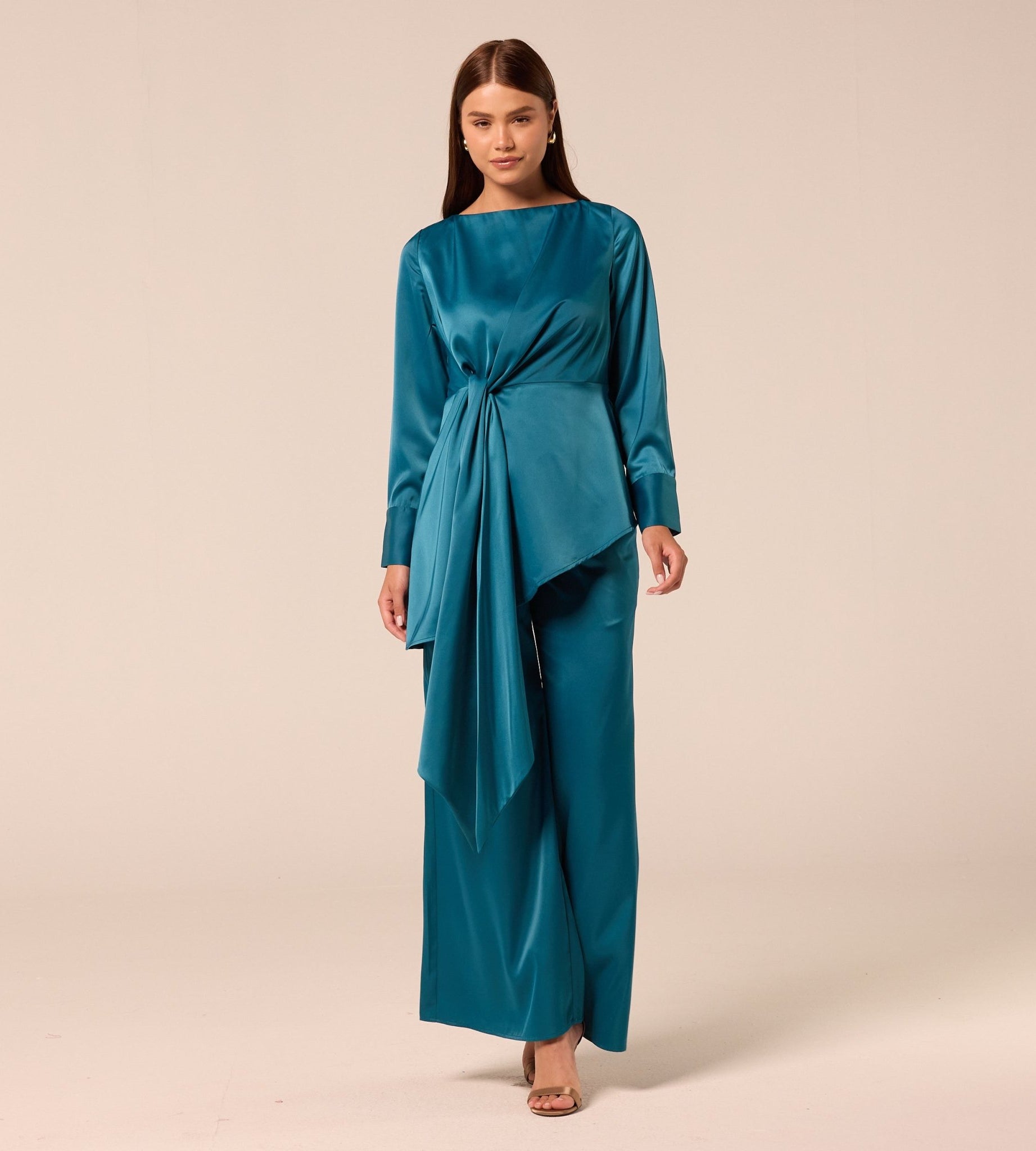 Green Satin Flare Pants - shopaleena