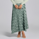 Green Sequin A - Line Flared Skirt - shopaleena