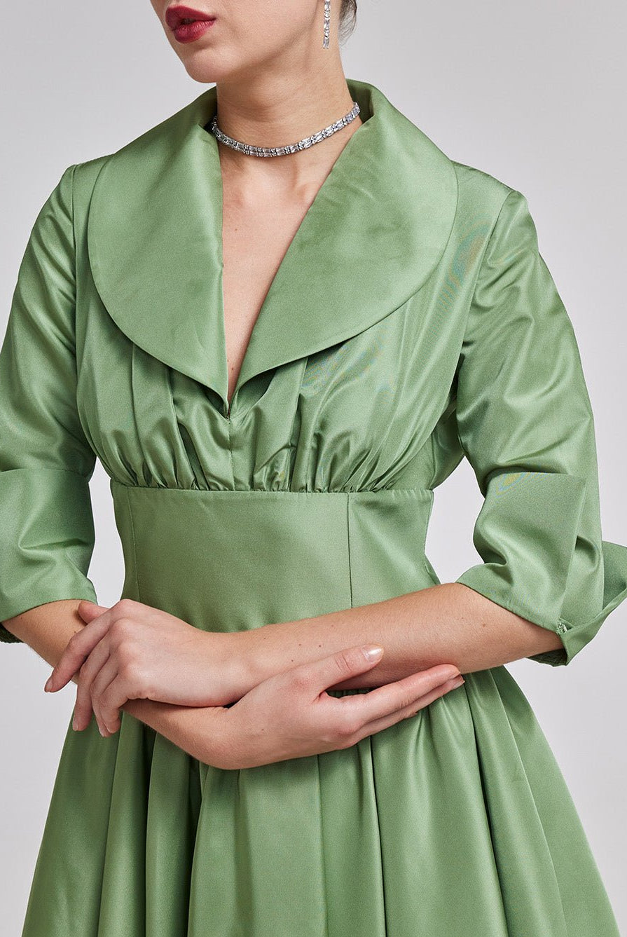 Green Taffeta Blazer Gown - shopaleena
