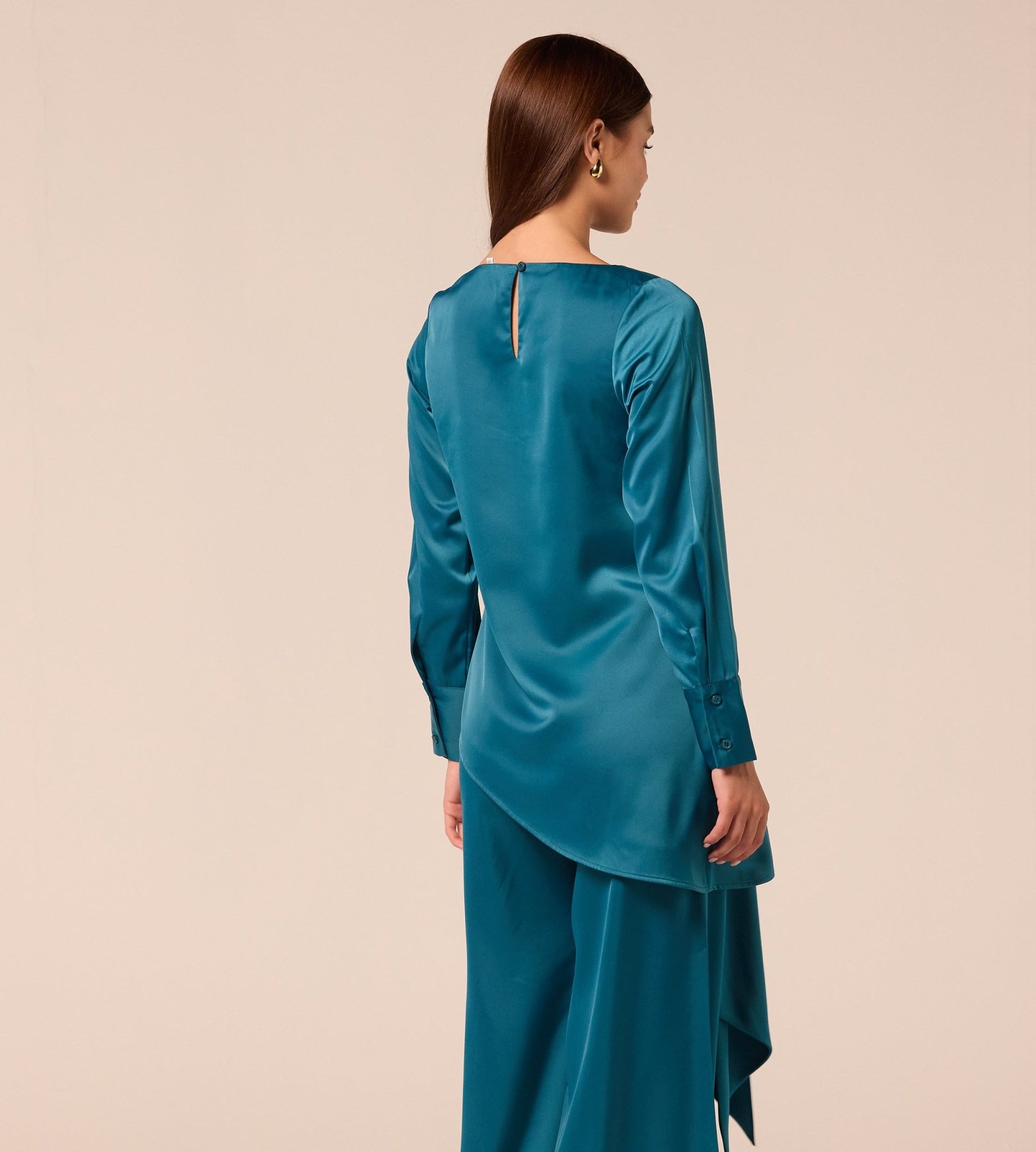 Green Tie-Front Satin Blouse - shopaleena