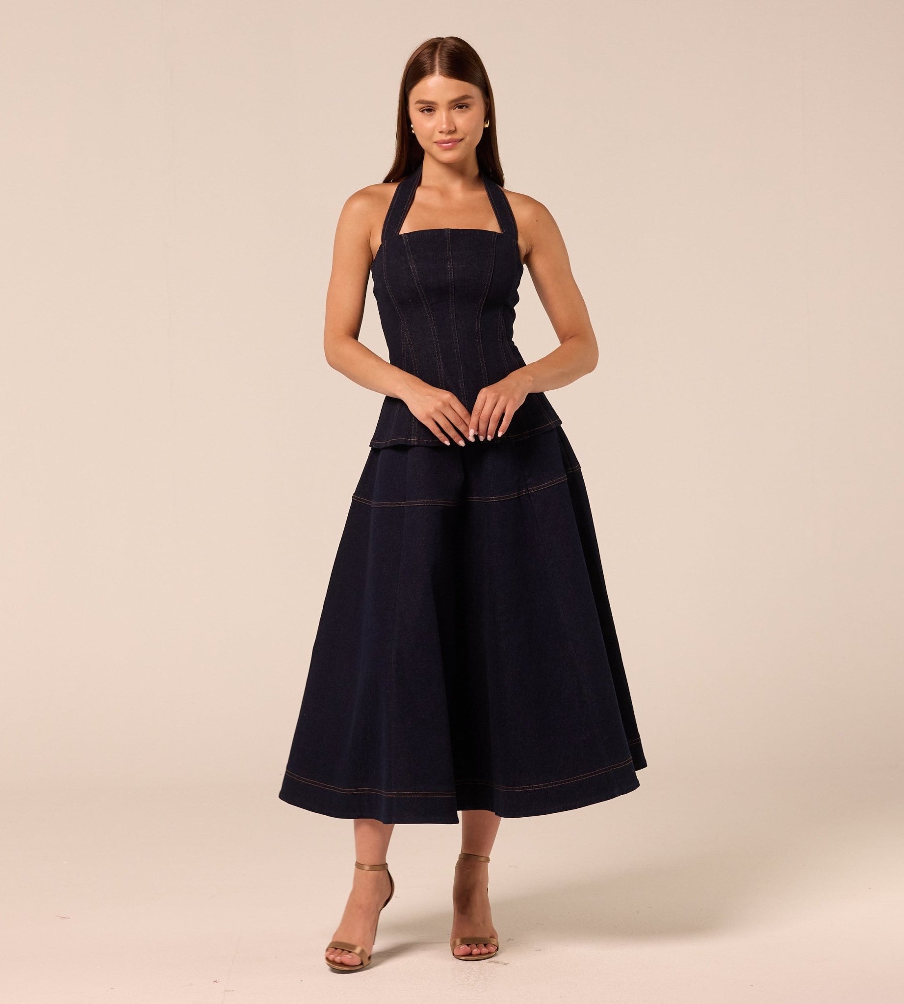Halter Neck Denim Top - shopaleena