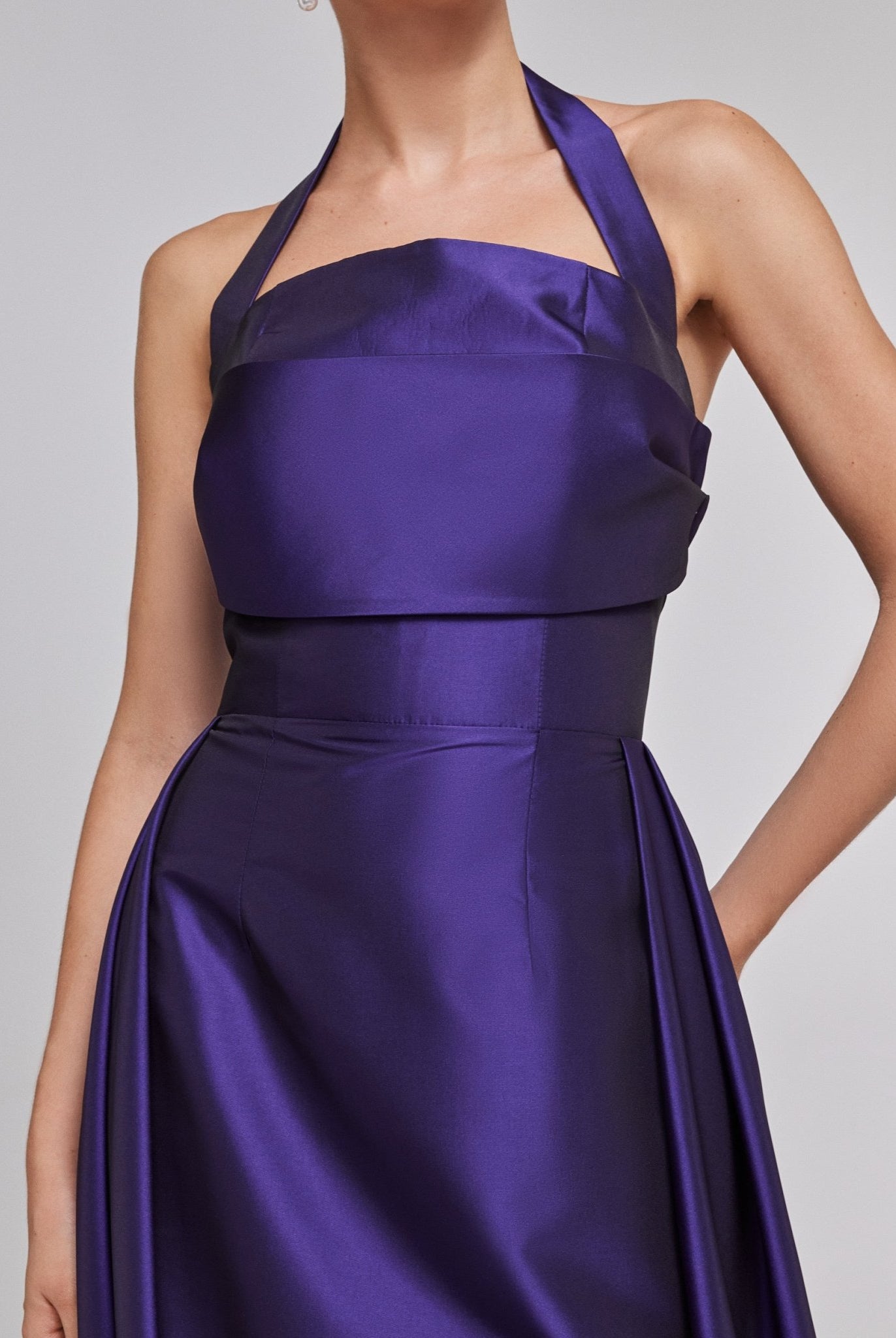 Halter Neck Satin Maxi Dress - shopaleena