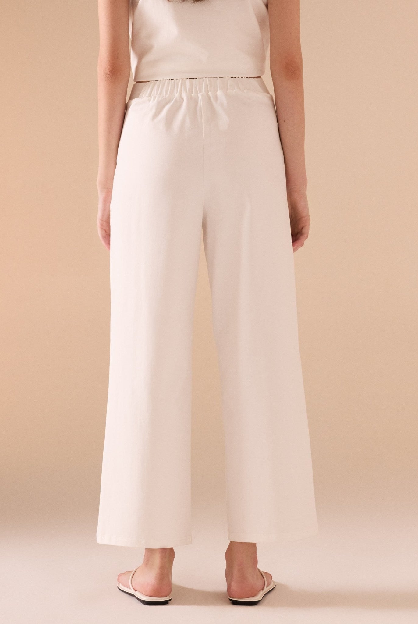 High Waist Wide Leg Cotton Pant - shopaleena