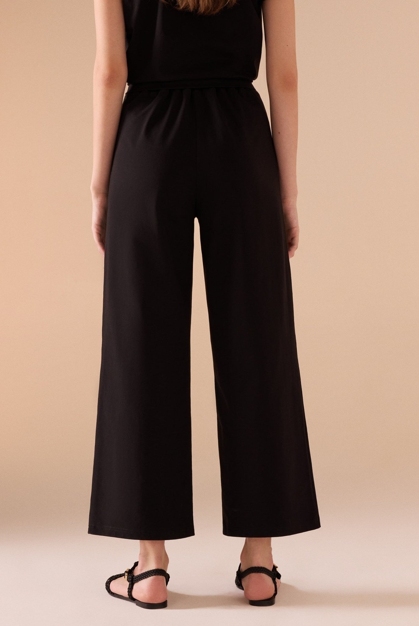High Waist Wide Leg Cotton Pant - shopaleena