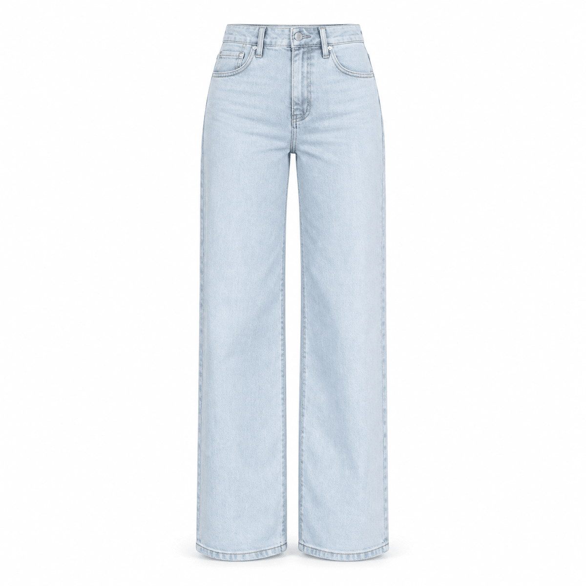 High Waisted Light Blue Wide Leg Jeans - shopaleena