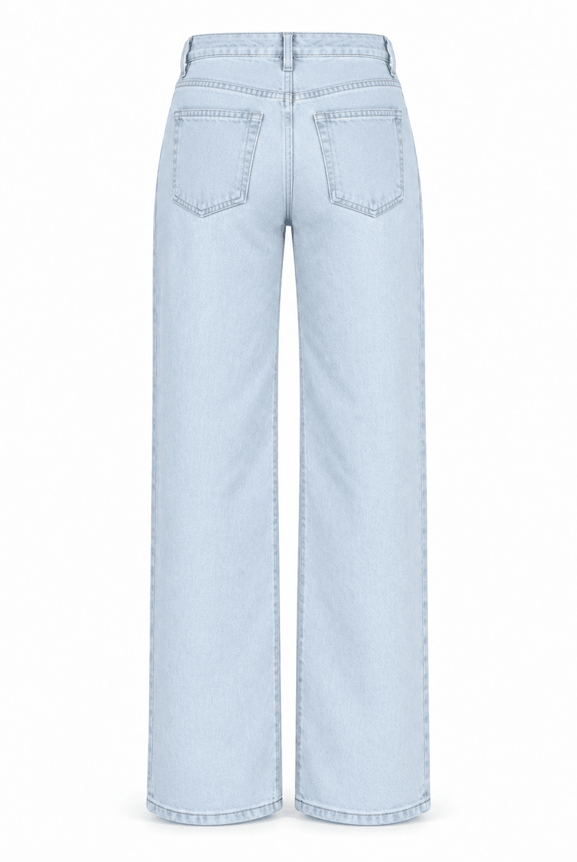 High Waisted Light Blue Wide Leg Jeans - shopaleena