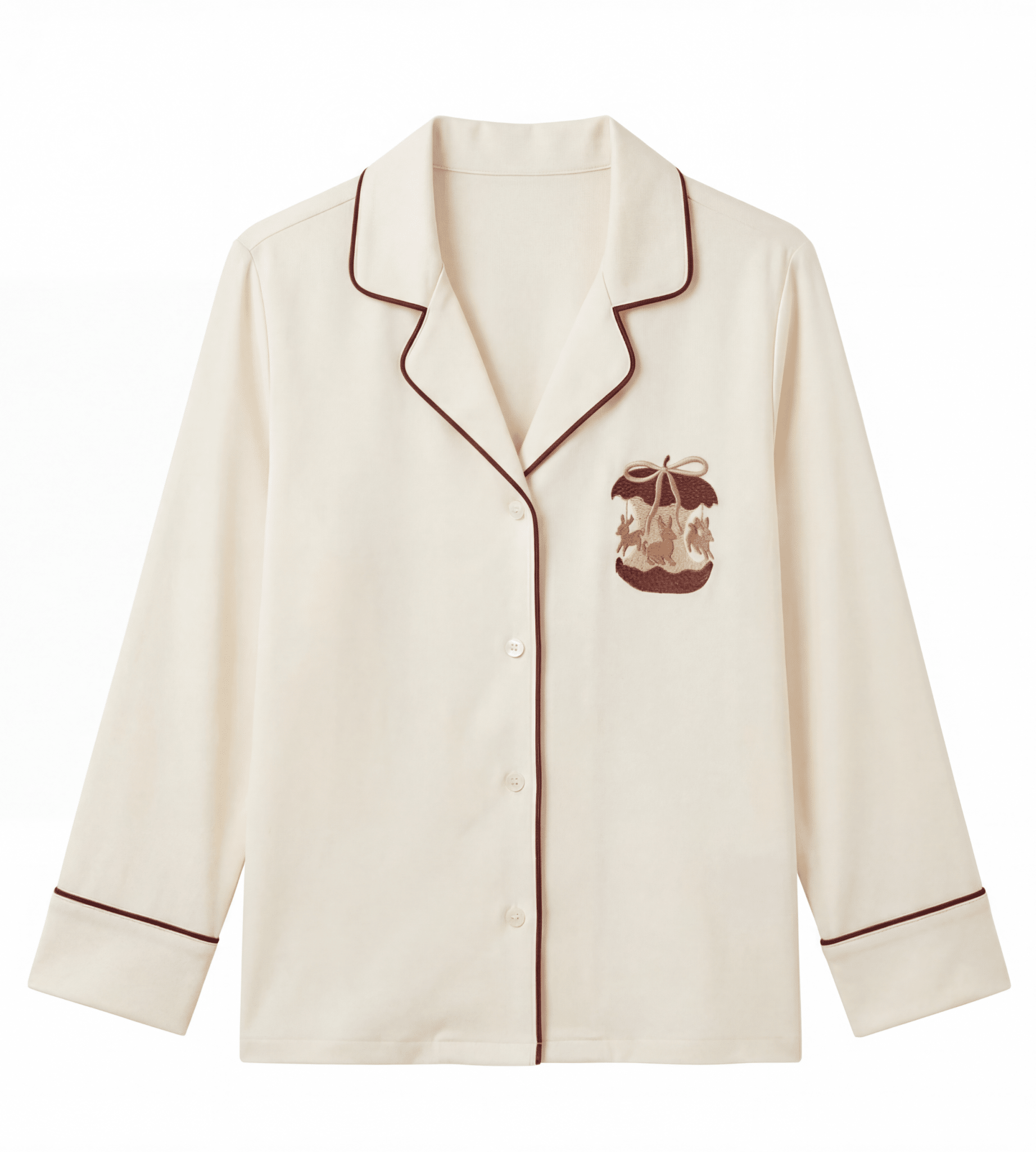 Ivory Cotton Embroidered Shirt For Kids - shopaleena