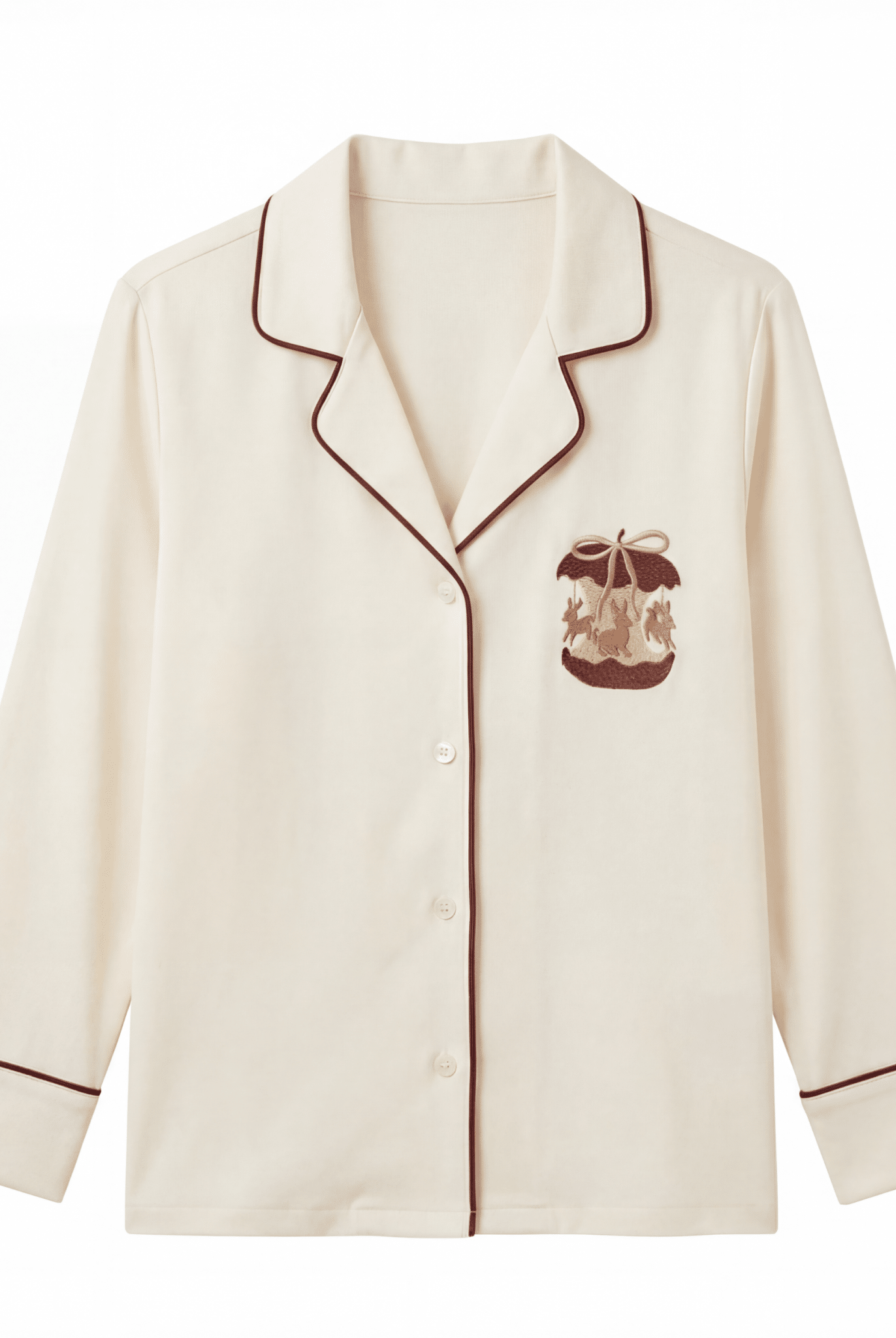 Ivory Cotton Embroidered Shirt For Kids - shopaleena