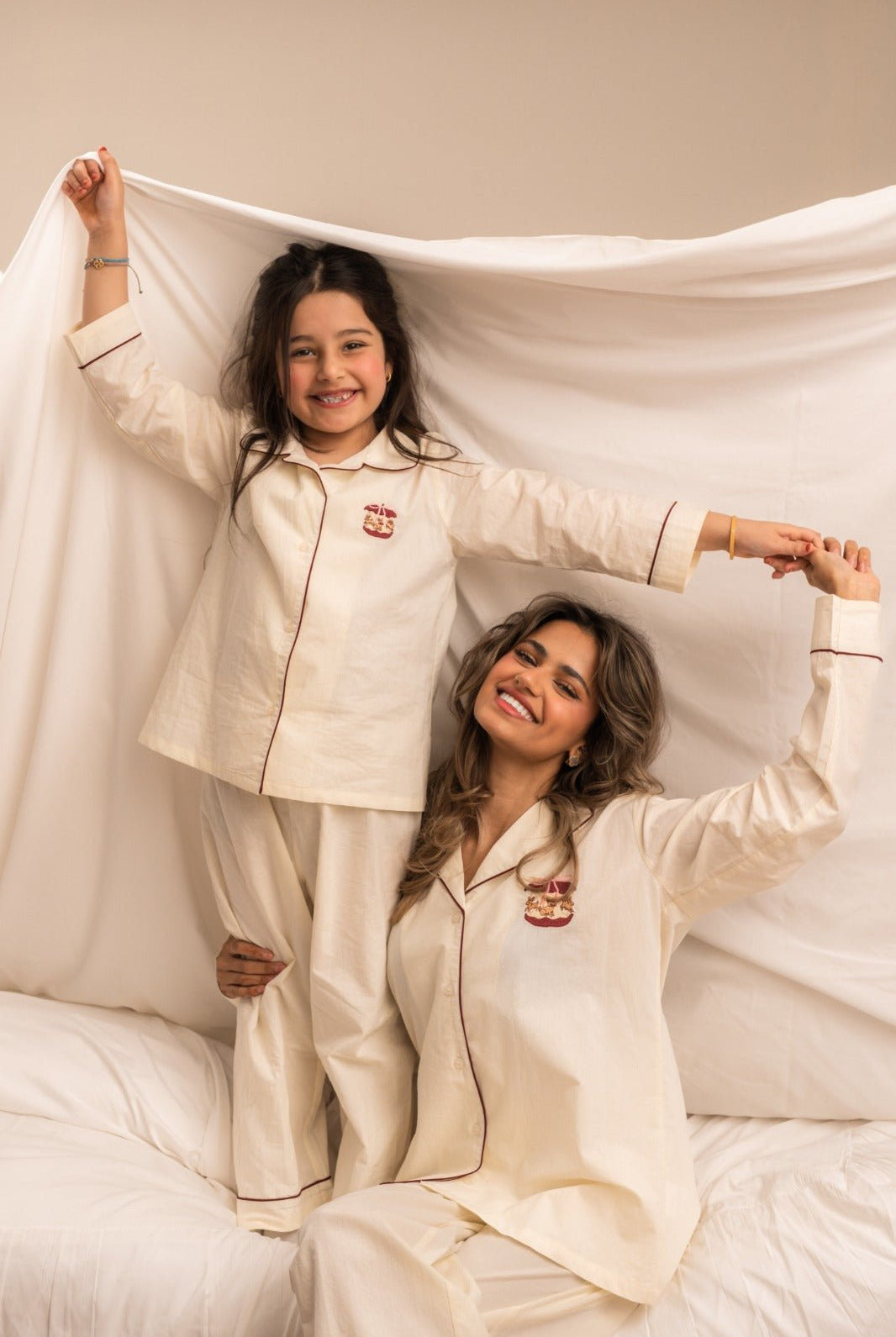 Ivory Cotton Embroidered Shirt For Kids - shopaleena