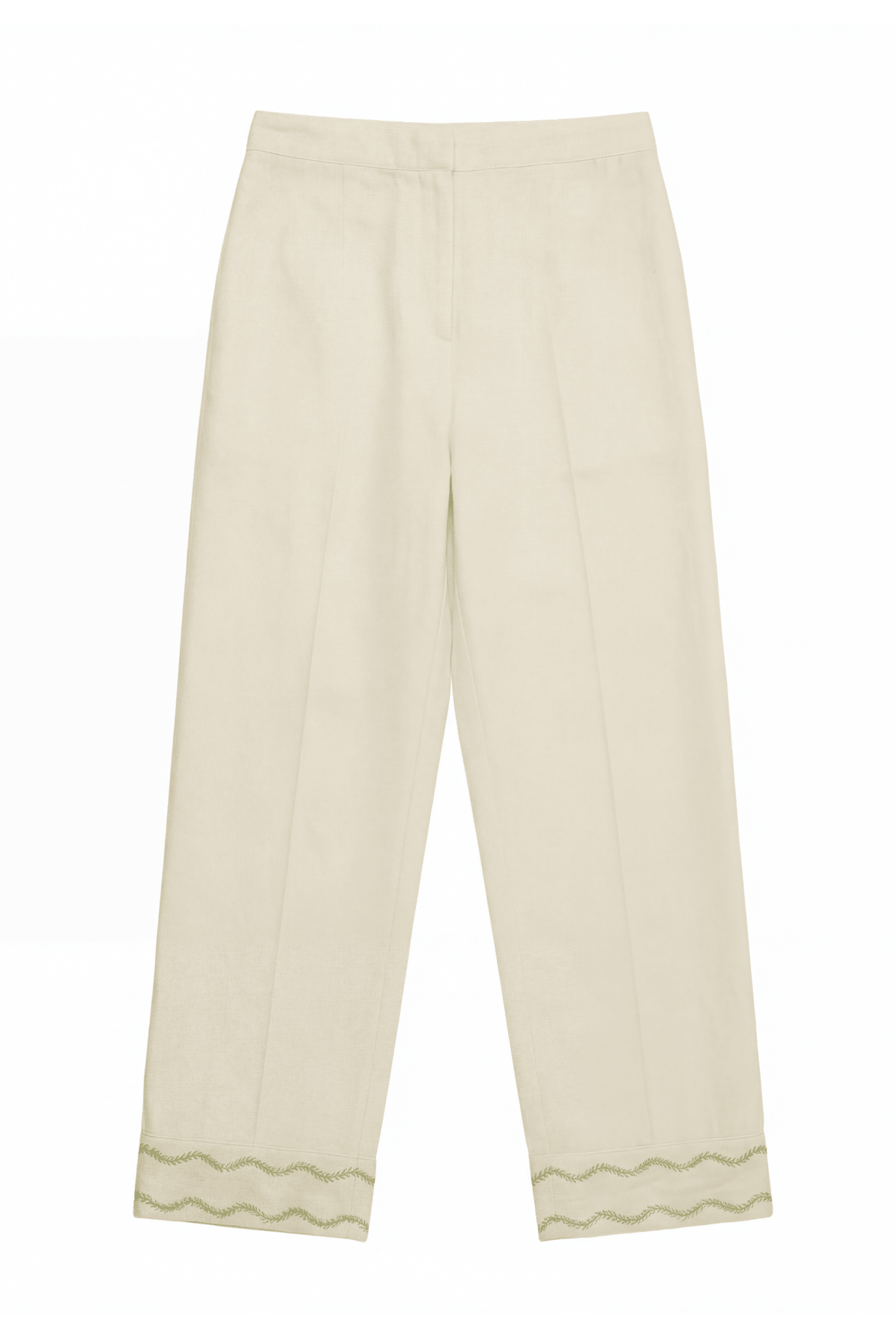 Ivory Cotton Embroidered Wide Leg Pants For Kids - shopaleena