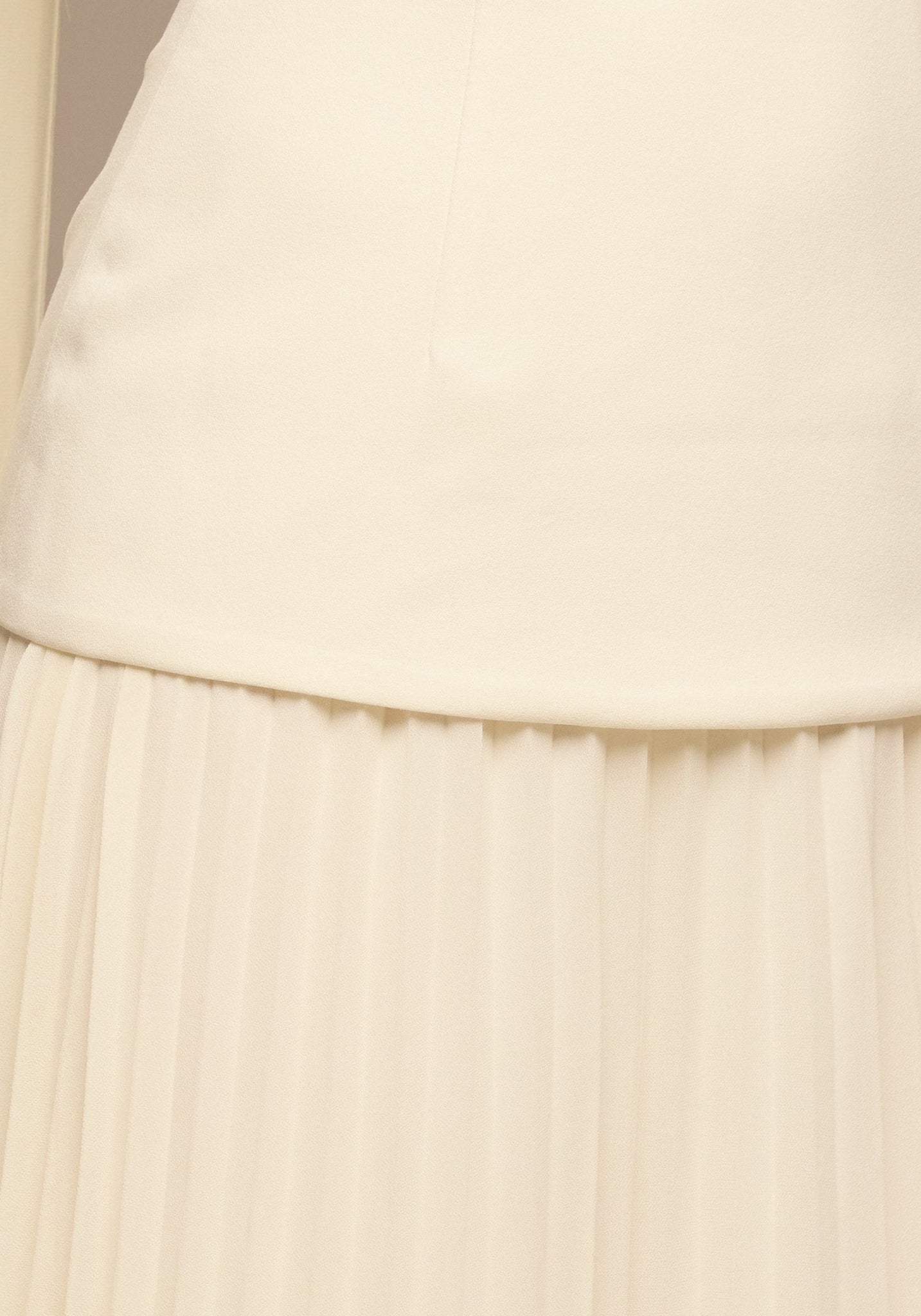 Ivory Crepe and Chiffon Pleated Dress with Scarf - shopaleena