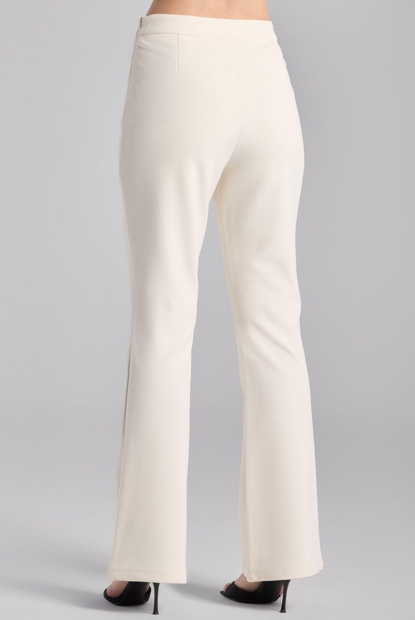 Ivory Crepe Flared Bottom Pants - shopaleena
