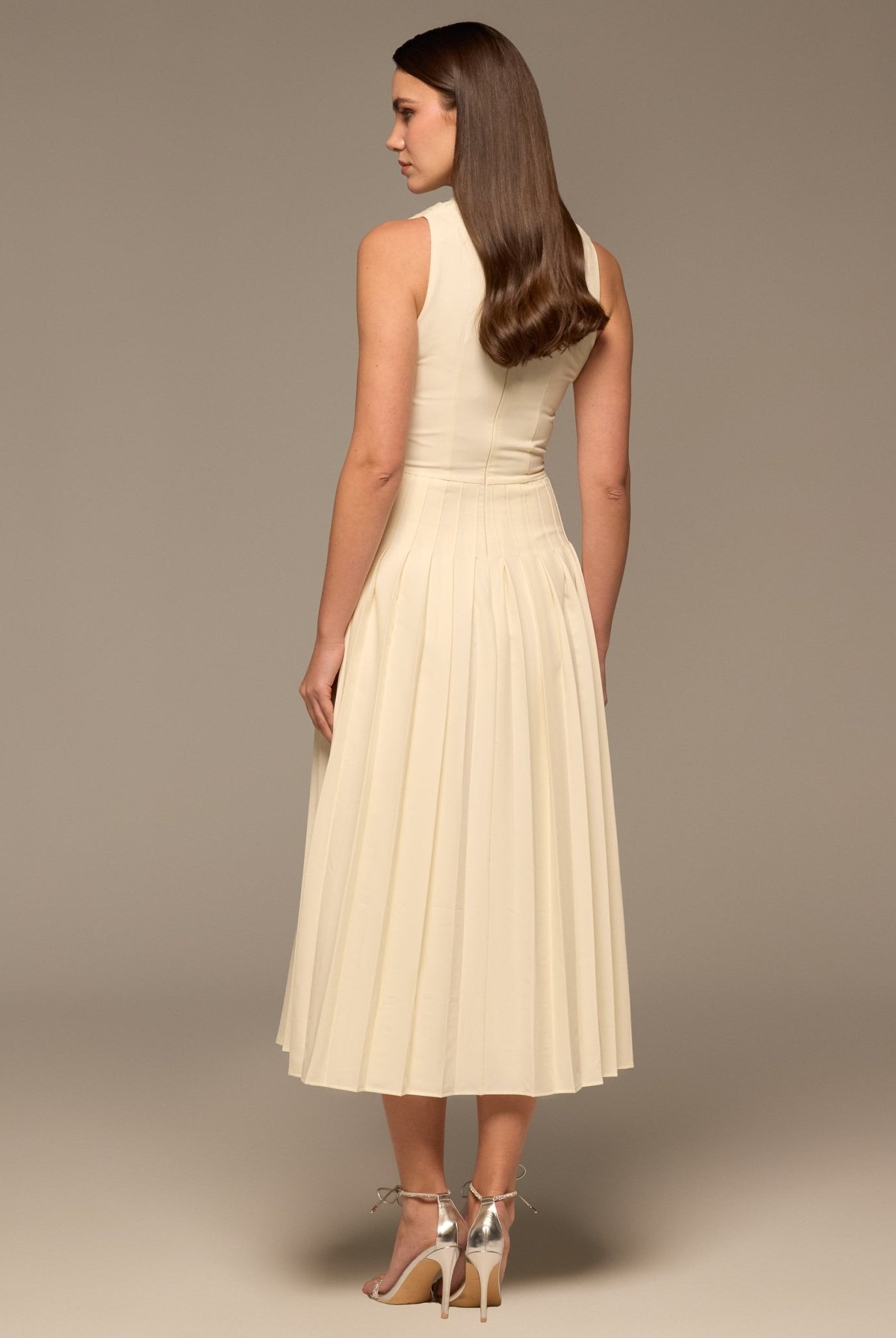 Ivory Draped Halter Neck Maxi Dress - shopaleena