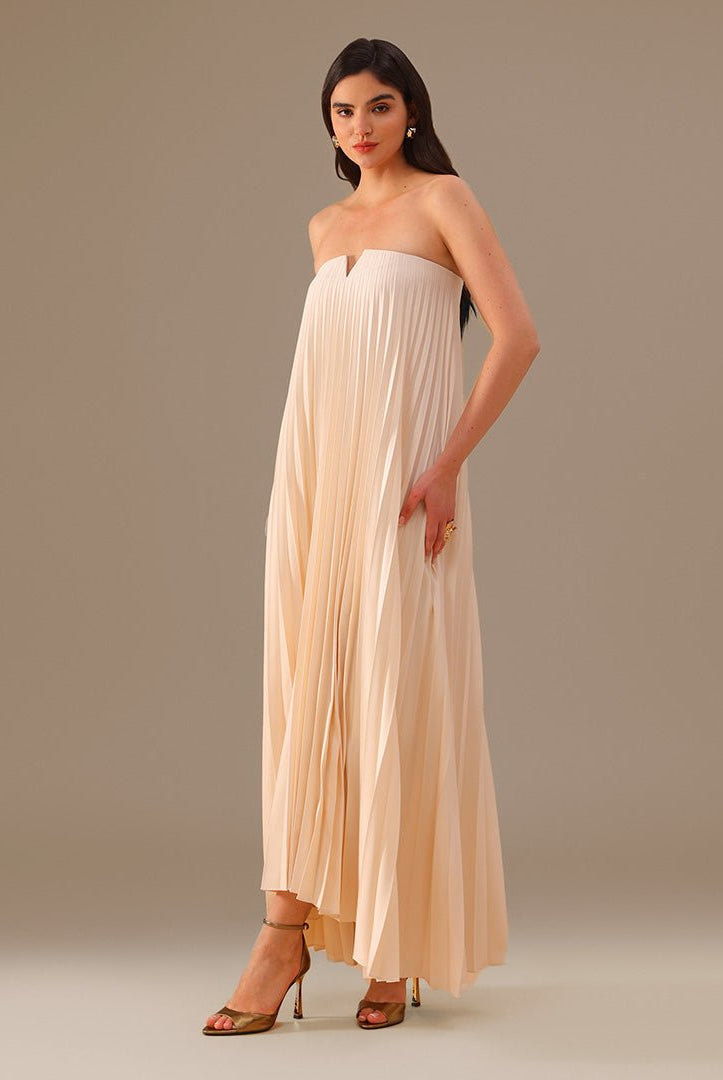 Ivory Off - Shoulder Aline Gown - shopaleena