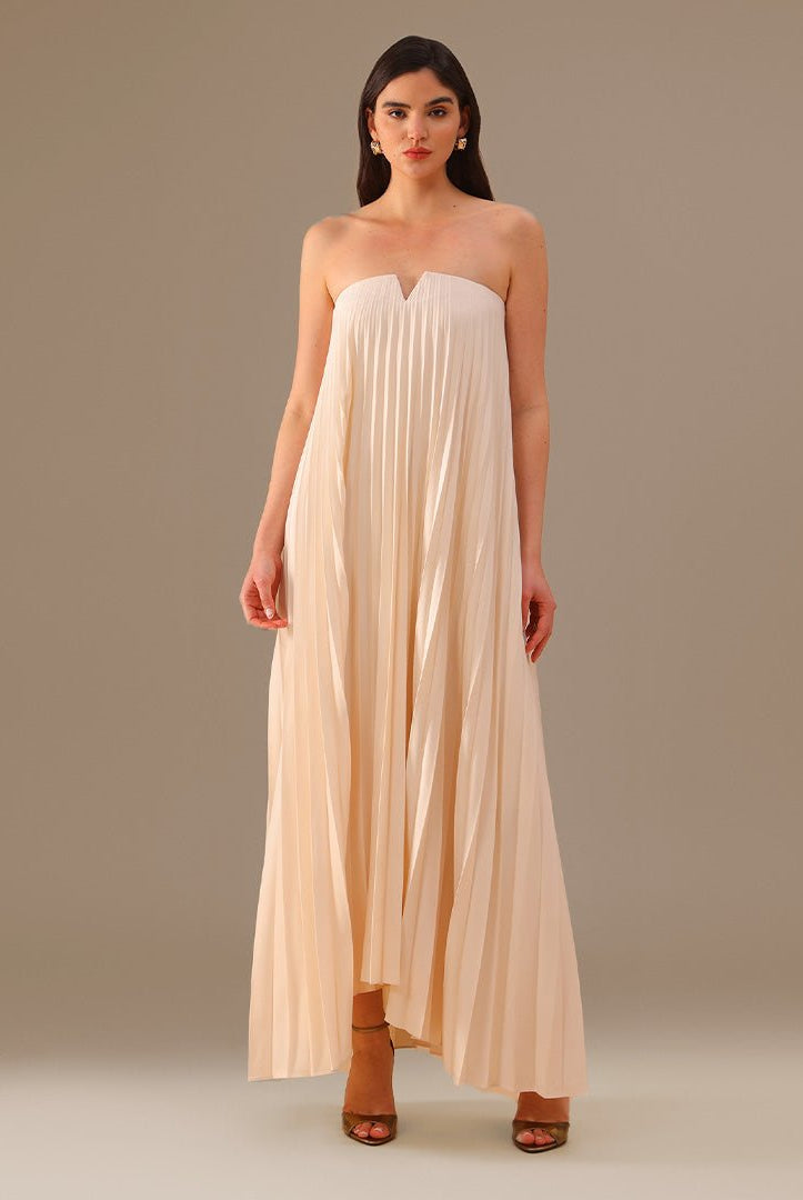 Ivory Off - Shoulder Aline Gown - shopaleena