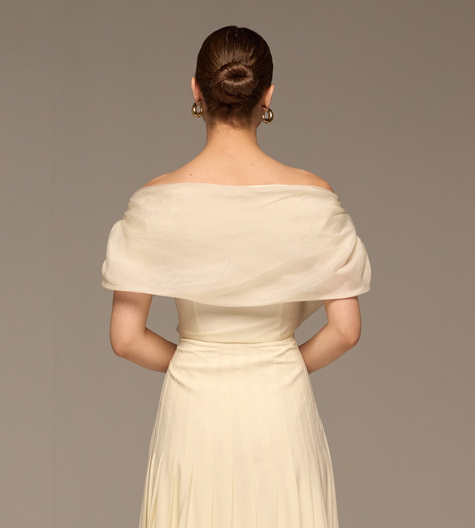 Ivory Off Shoulder Organza Blouse - shopaleena