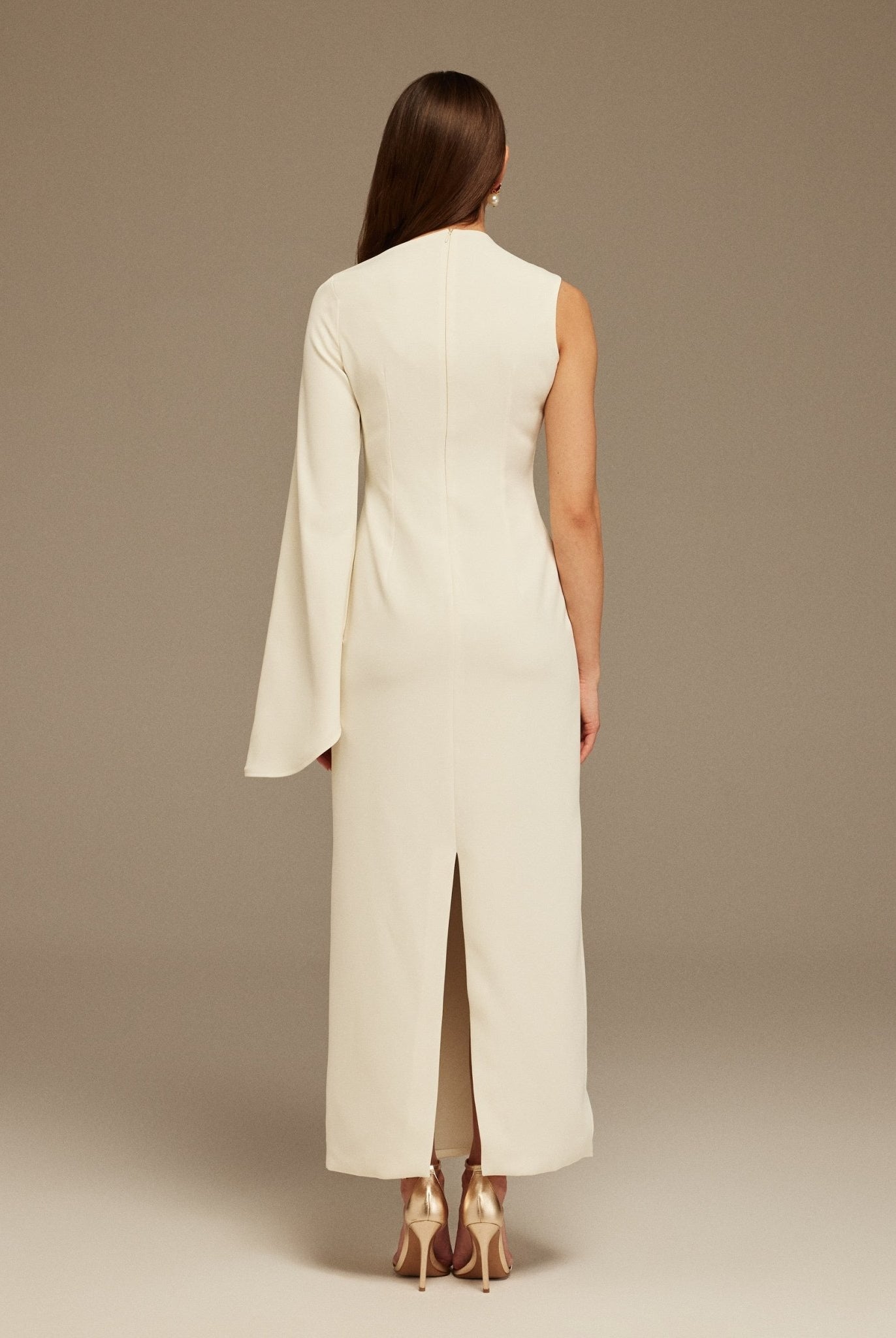 Ivory One Sleeve Maxi Dress - shopaleena