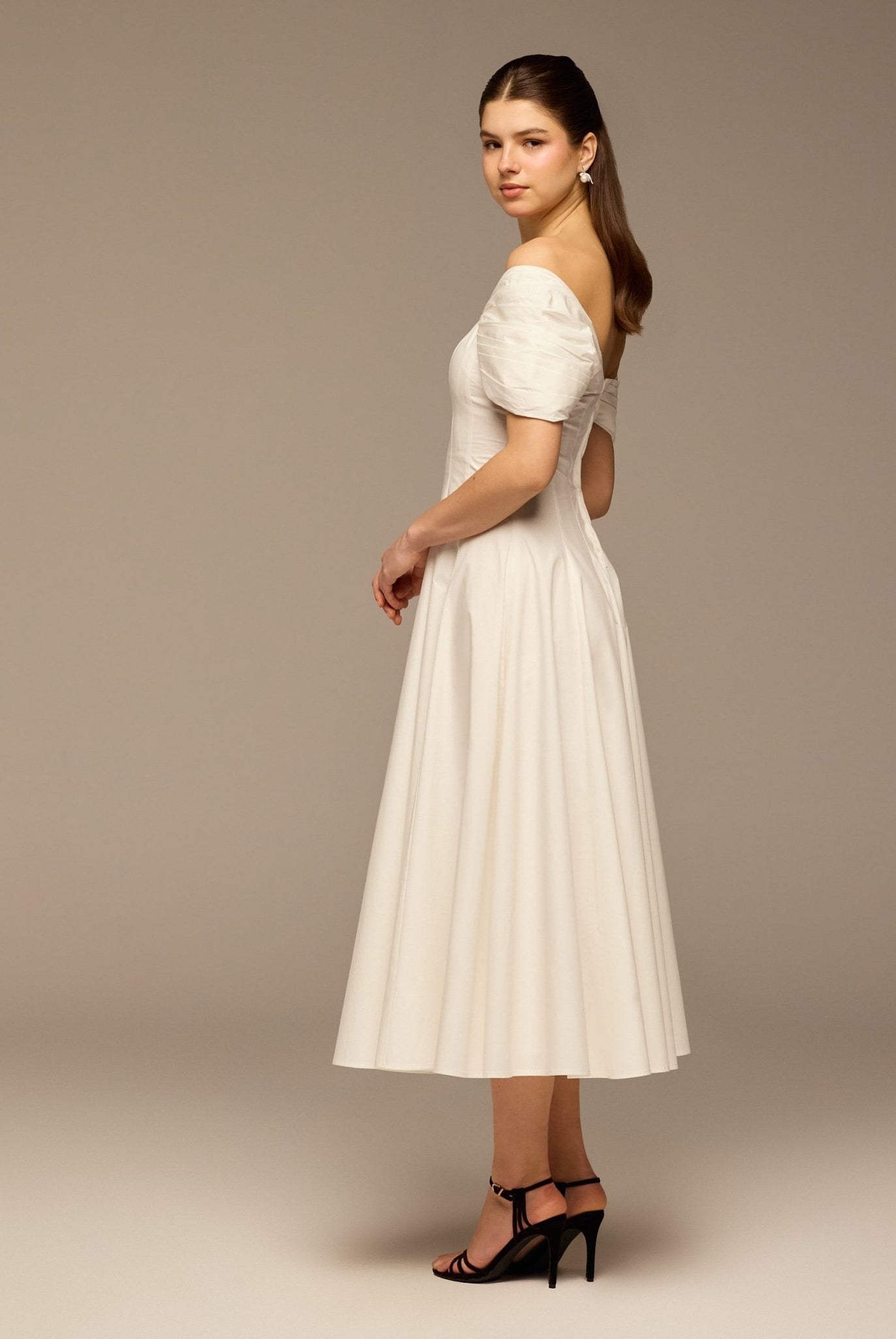 Ivory Puff Sleeve Cotton Maxi Dress - shopaleena