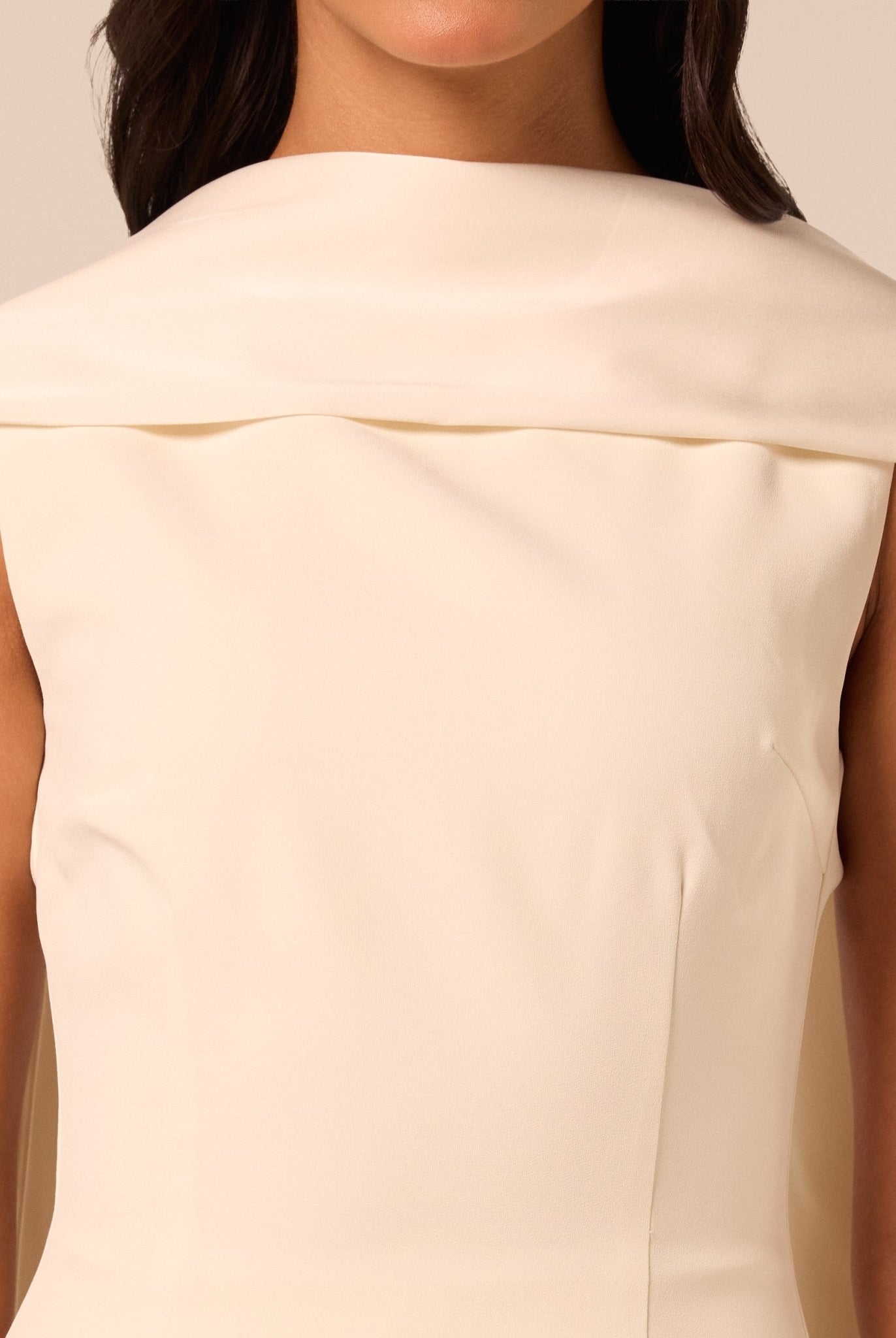 Ivory Satin & Crepe Maxi Dress with Back Scarf - shopaleena