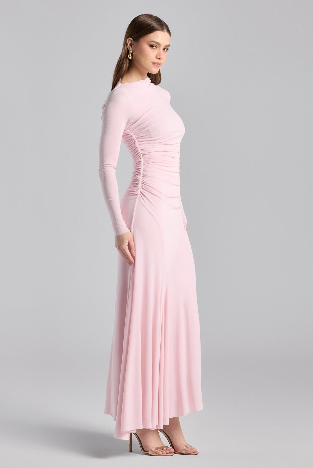 Jersey Asymmetric Neck Midi Dress - shopaleena