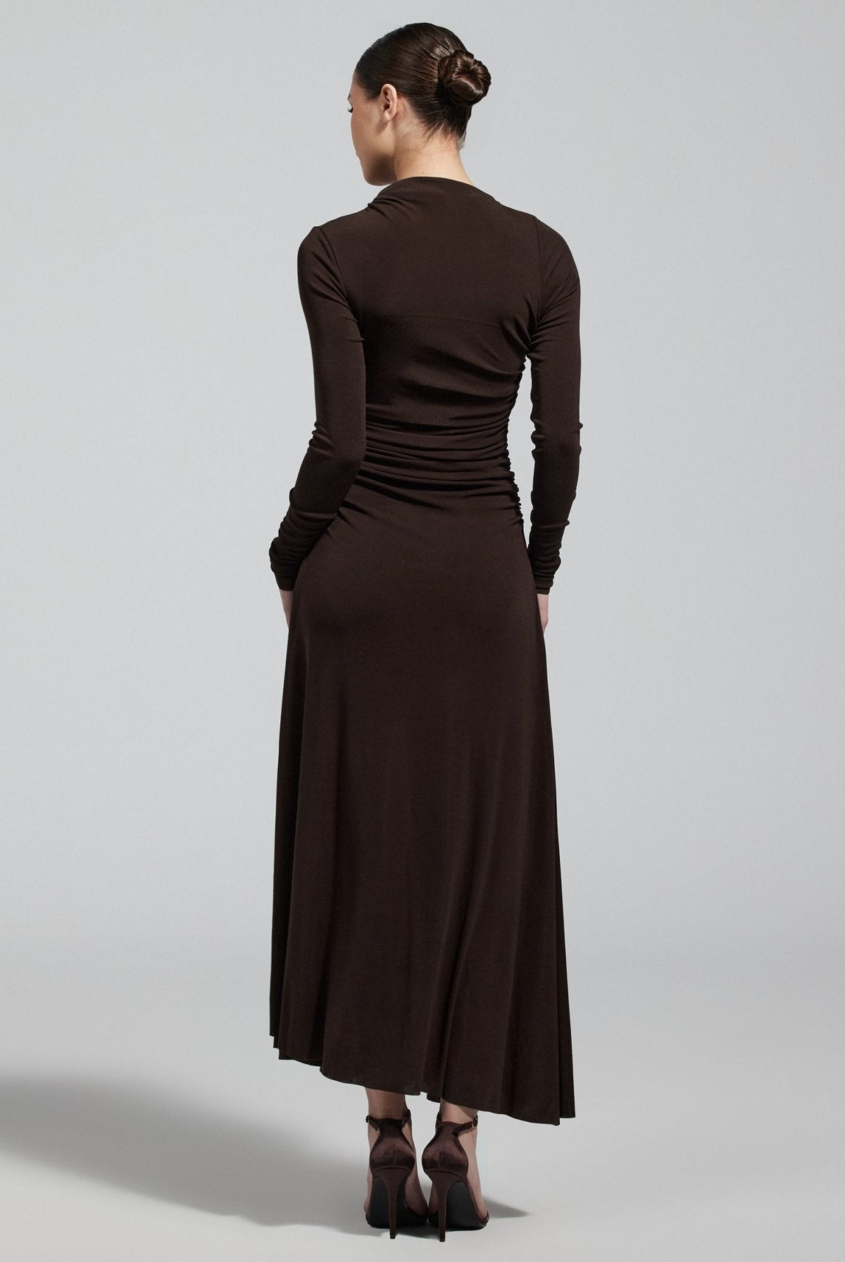 Jersey Asymmetric Neck Midi Dress - shopaleena