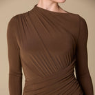 Jersey Draped Long Sleeve Maxi Dress - shopaleena