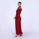 Jersey Gathered Maxi Dress with Shoulder Cut - Out - shopaleena