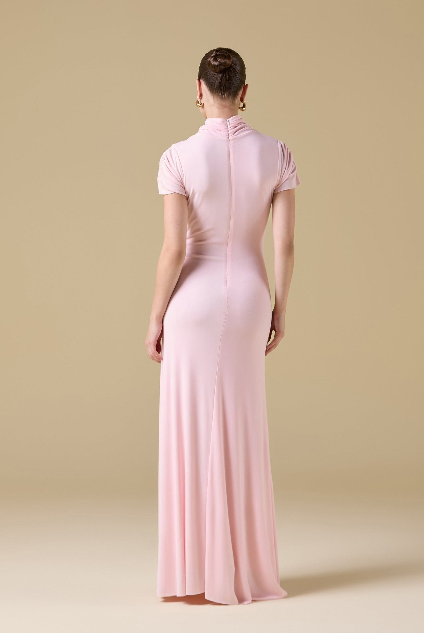 Jersey Gathered Short Sleeve Maxi Dress - shopaleena