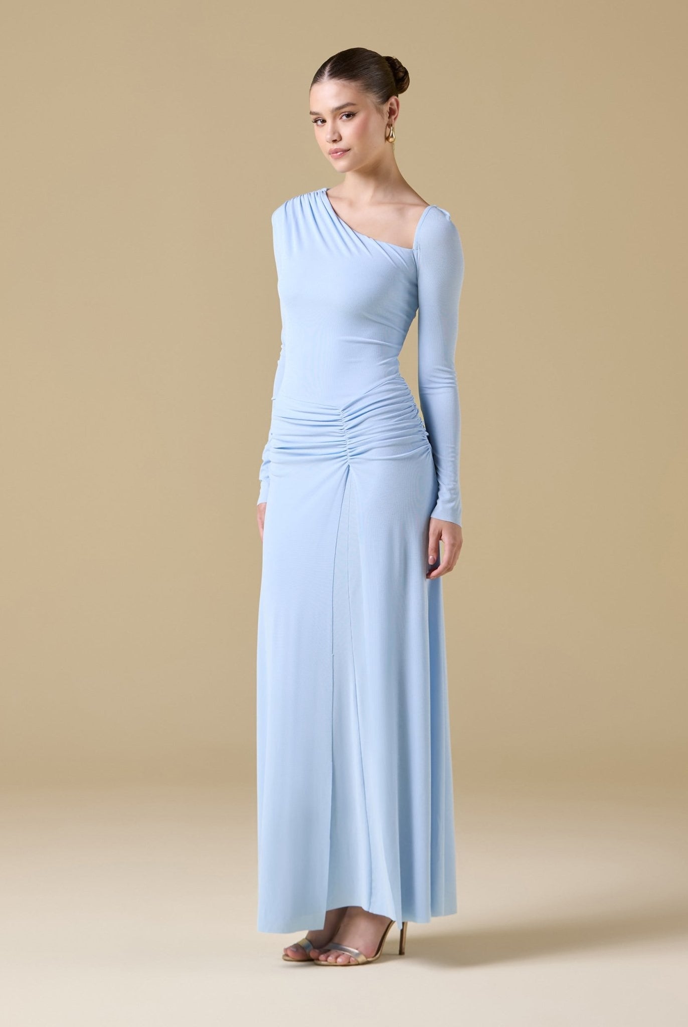 Jersey Gathered Waist Maxi Dress - shopaleena