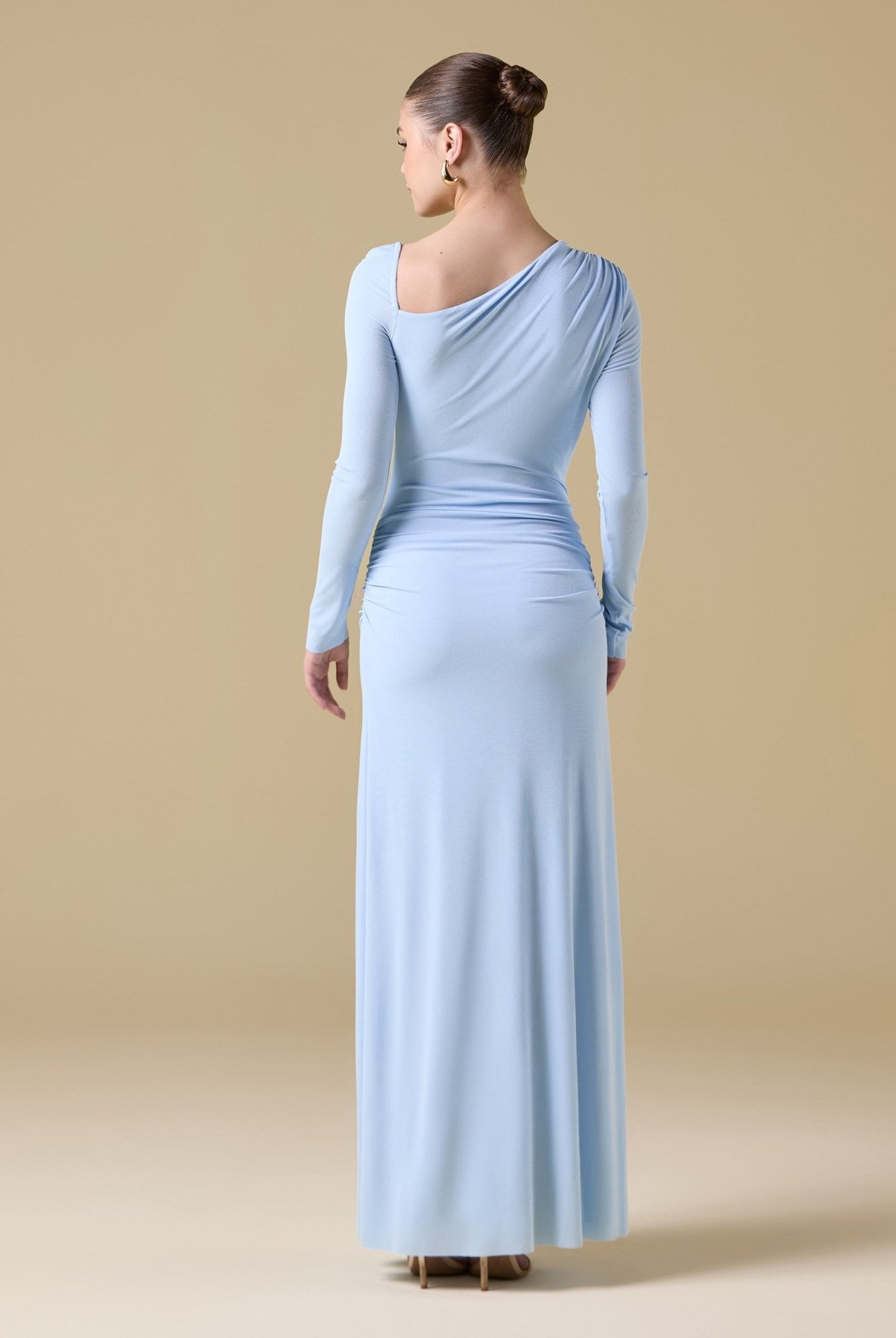 Jersey Gathered Waist Maxi Dress - shopaleena