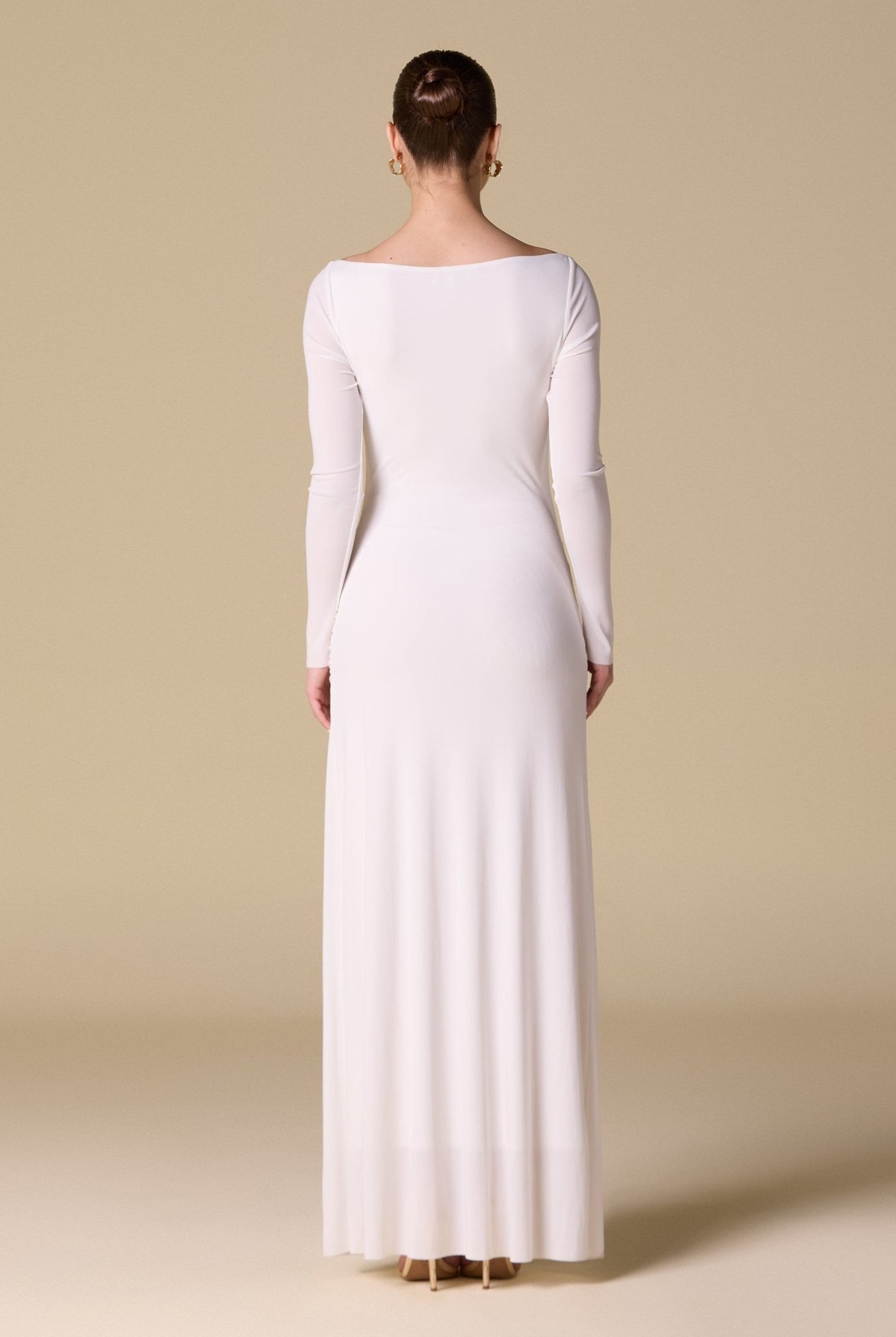 Jersey Maxi Dress with Gathered Waist - shopaleena