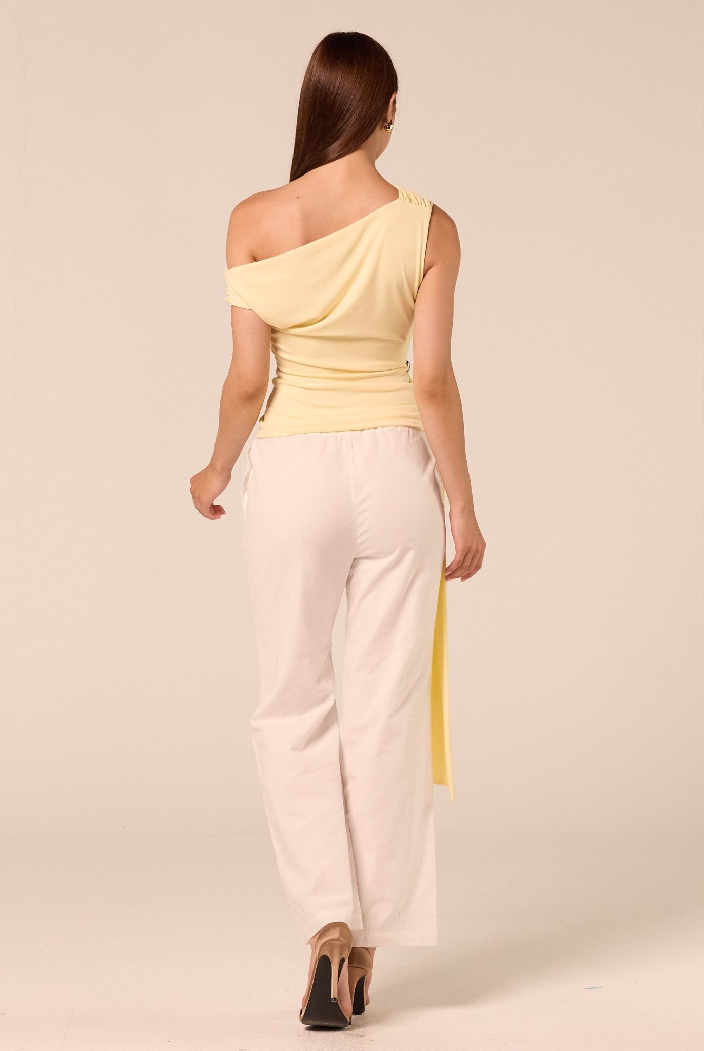 Jersey Top with Side Drape Detail - shopaleena