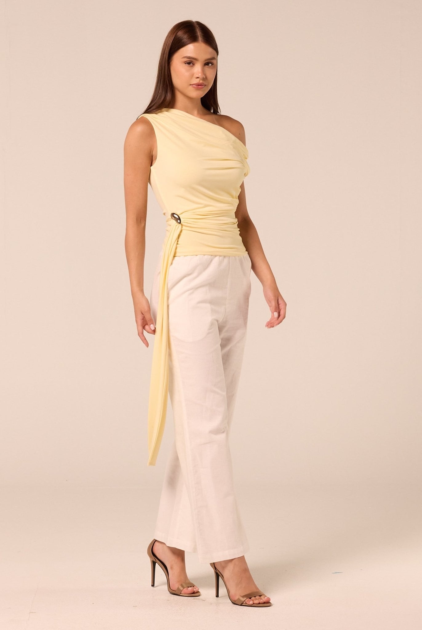 Jersey Top with Side Drape Detail - shopaleena