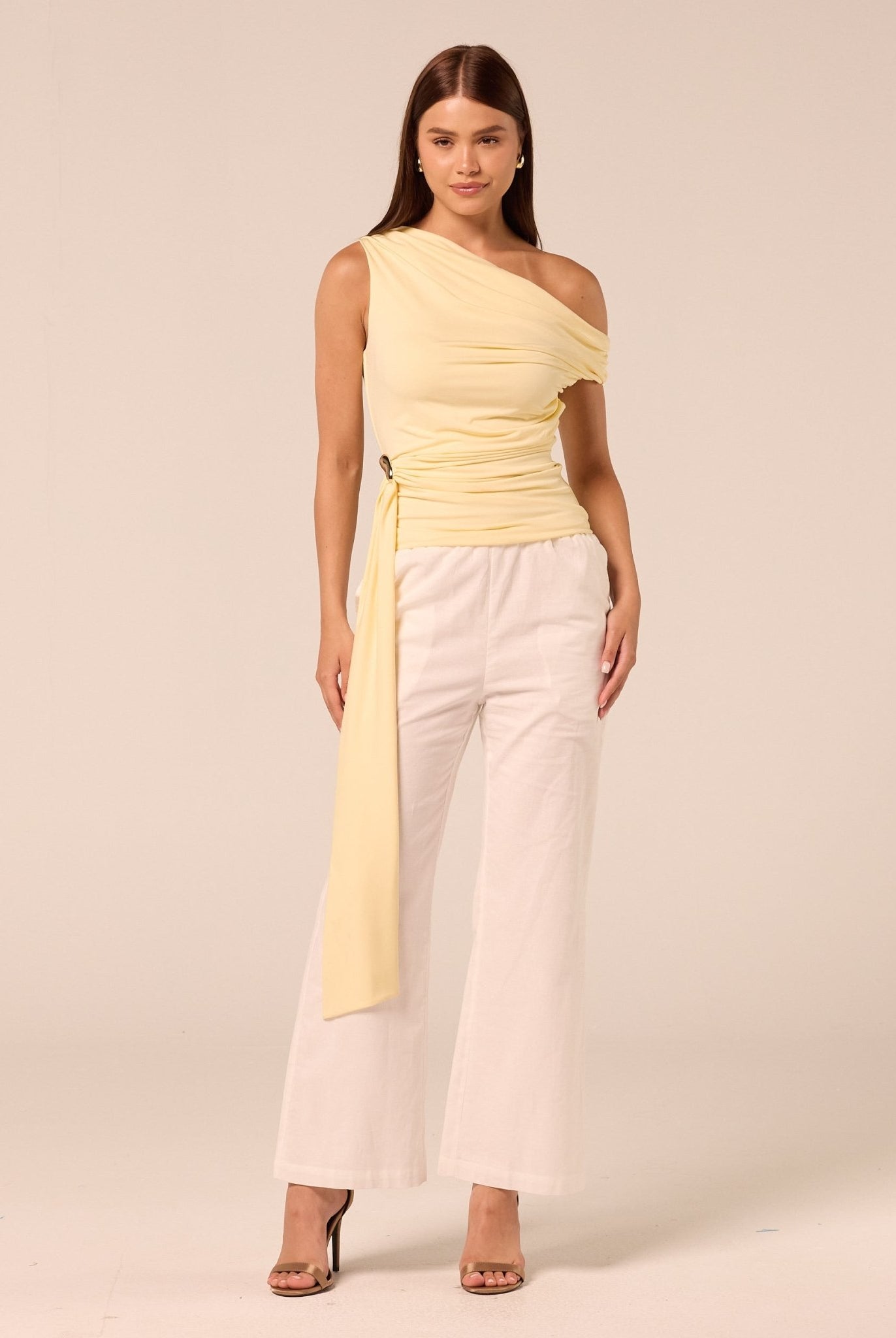 Jersey Top with Side Drape Detail - shopaleena