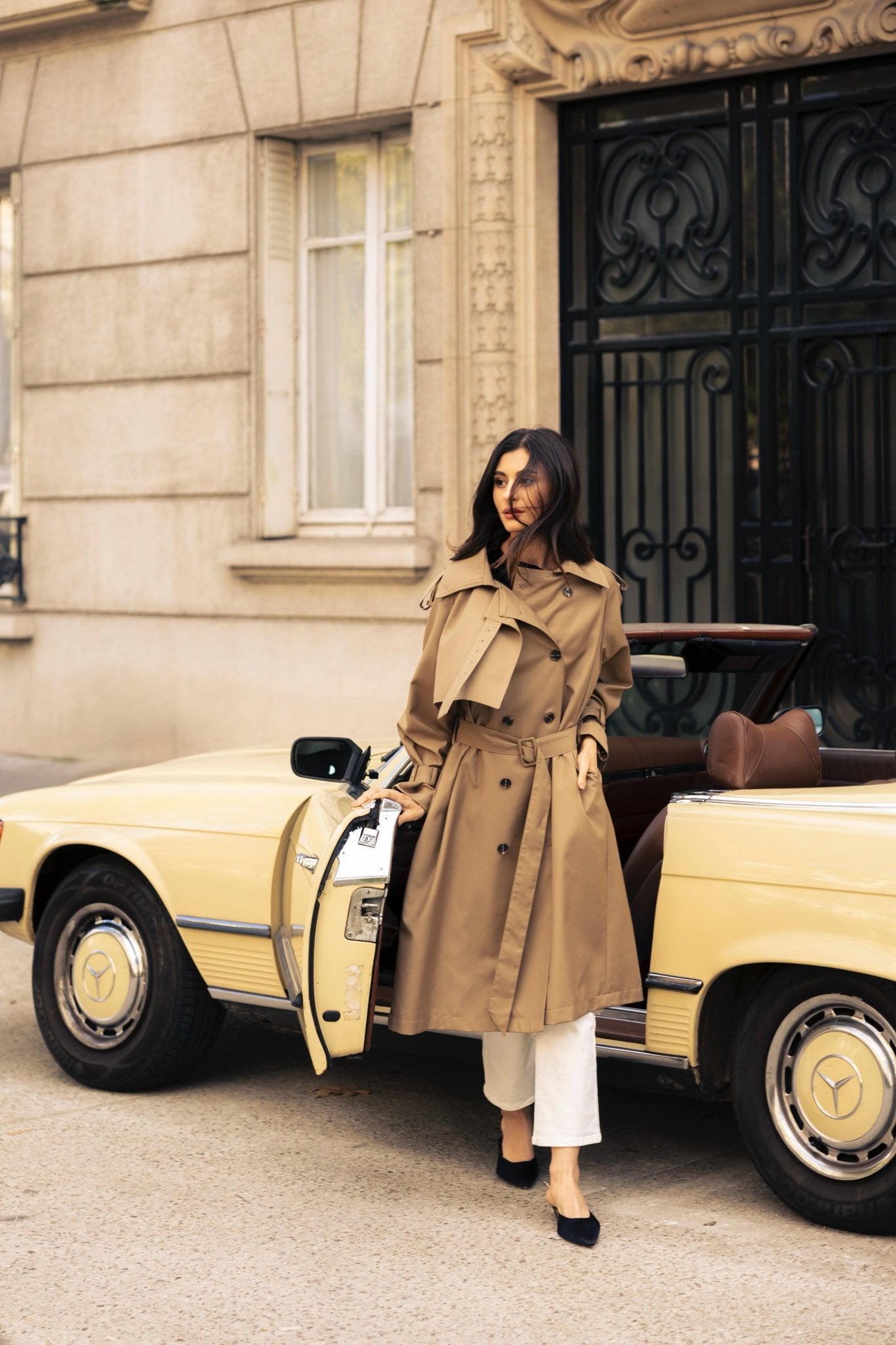 Khaki Belted Twill Trench Coat - shopaleena